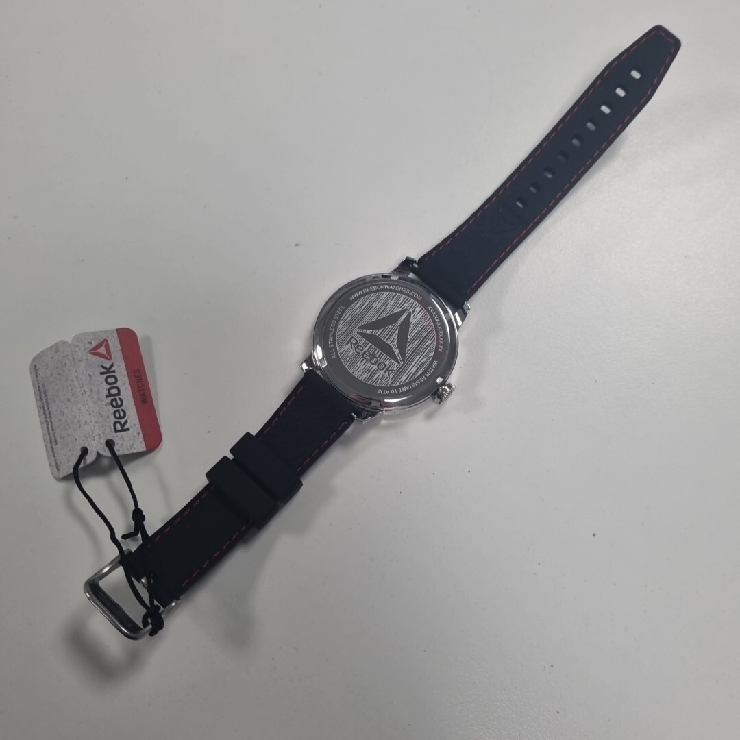 Reebok Stride Wristwatch 47mm Silver/Black Men’s Watch RD-STE-G2-S1IB-BR New