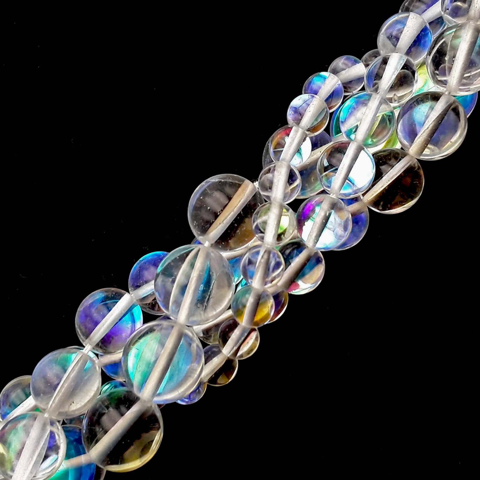 Clear Mystic Mermaid Glass Smooth Round Beads 6mm 8mm 10mm 12mm 15.5″ Strand