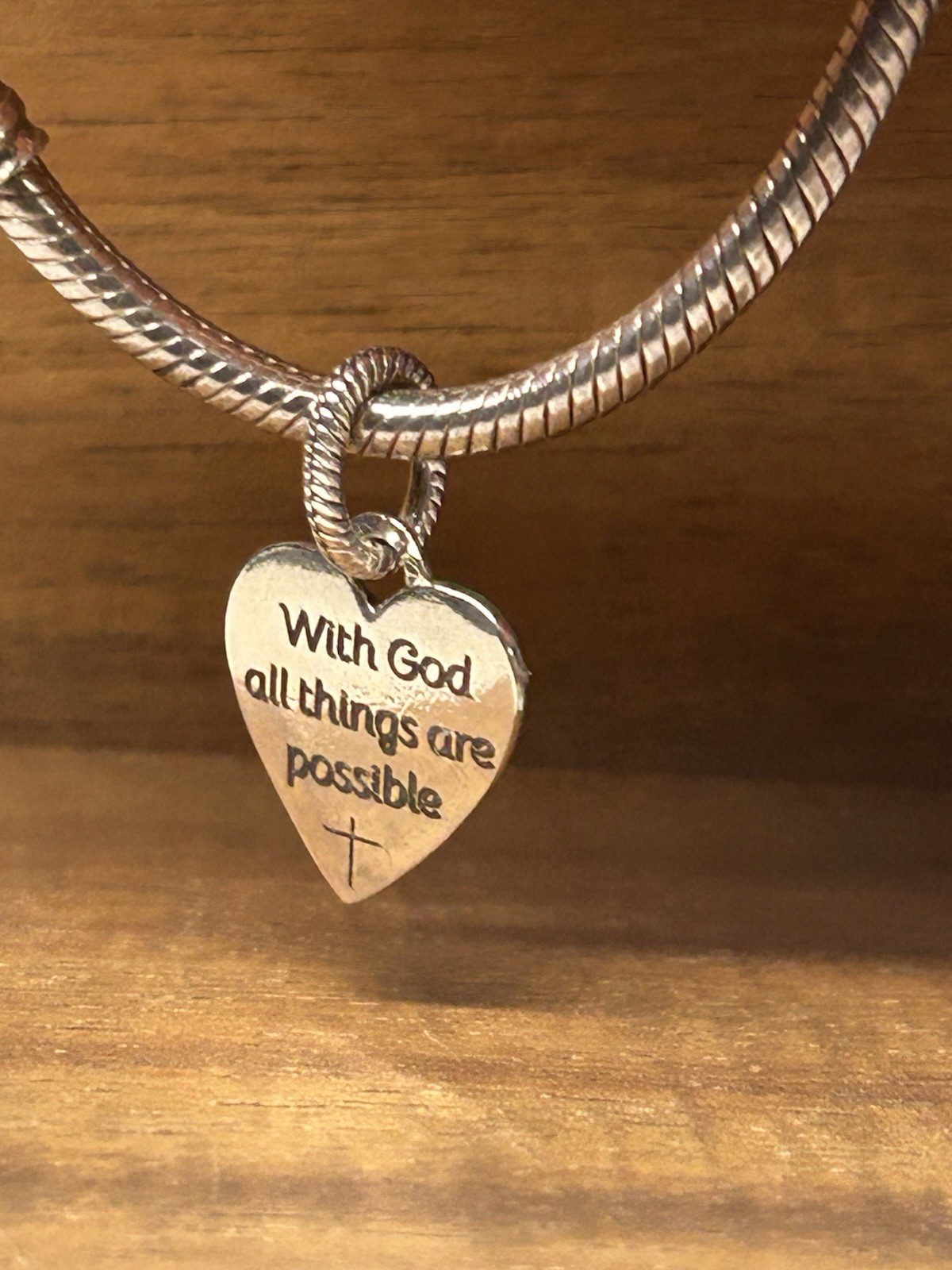 S925 sterling silver Charms Bible Verse Psalm Religious Cross Pendant With God