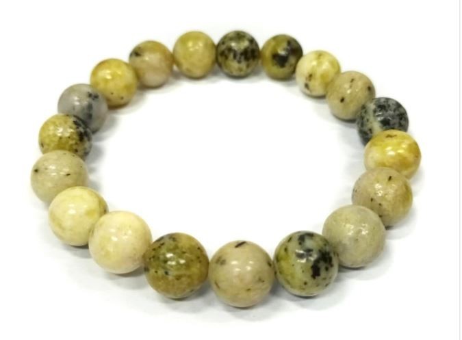 Healing Stone Bracelet from the Gemstone Serpentine in Ball Shape Ø-10 mm