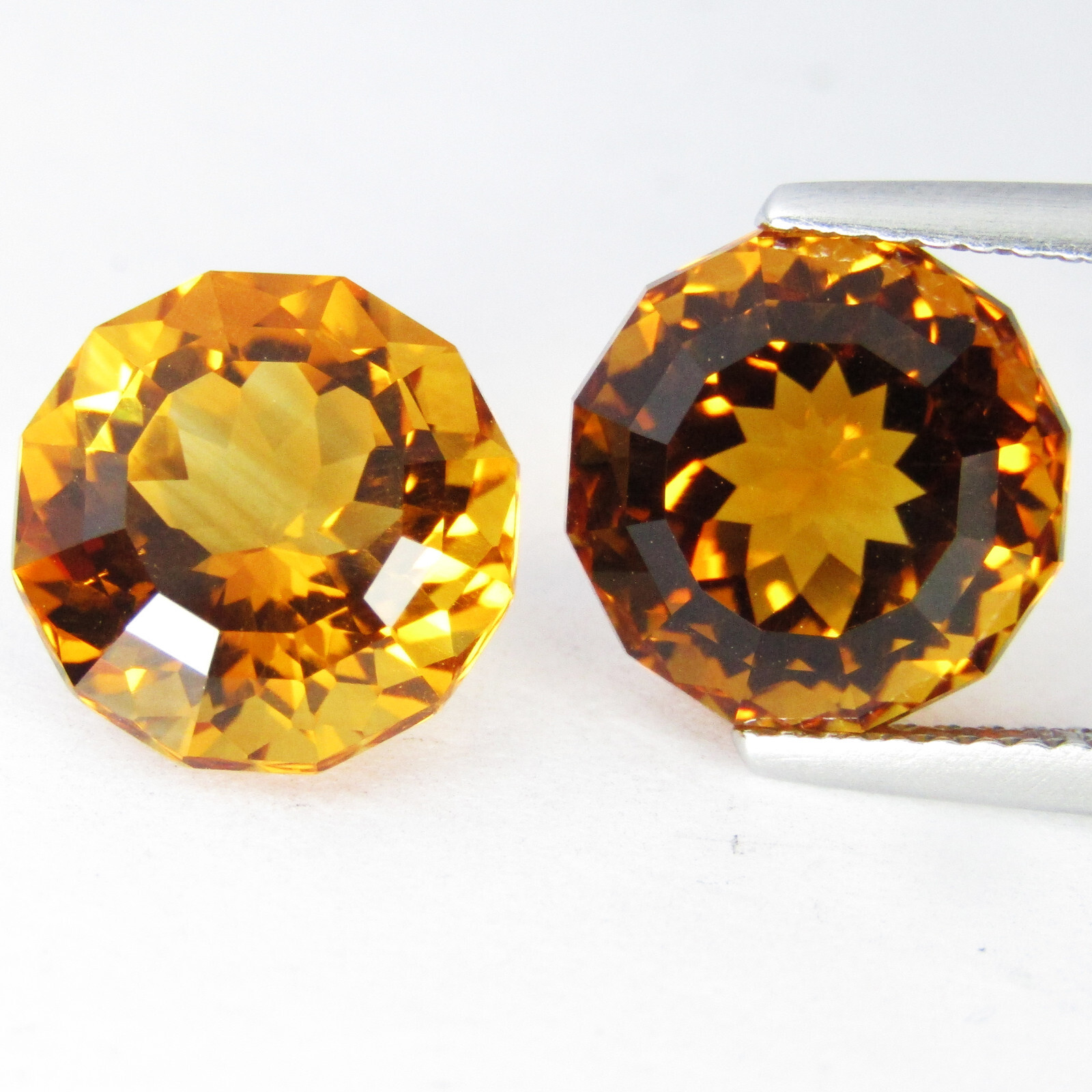 7.71Cts Ravishing Natural Golden Color Citrine Round Custom Cut Matching Pair