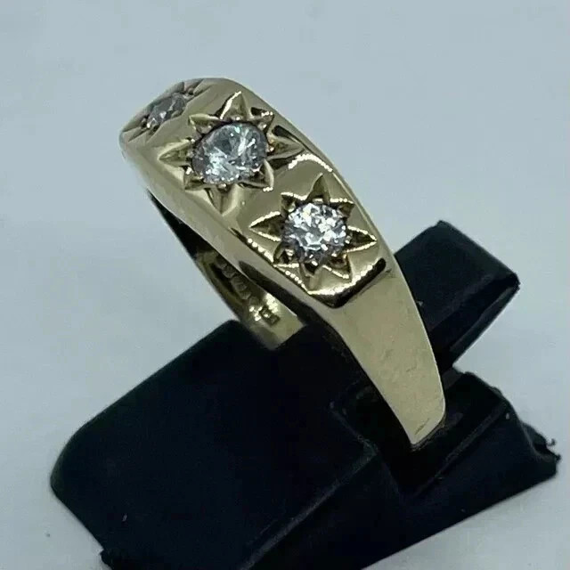 2Ct Round Cut Real Moissanite Gypsy Style Engagement Ring 14k Yellow Gold Plated