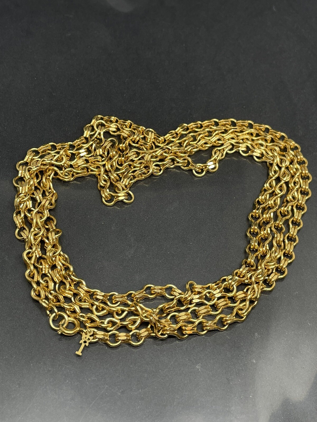Vintage CROWN TRIFARI GoldTone Long Chain 55” Retro Casual Career Necklace