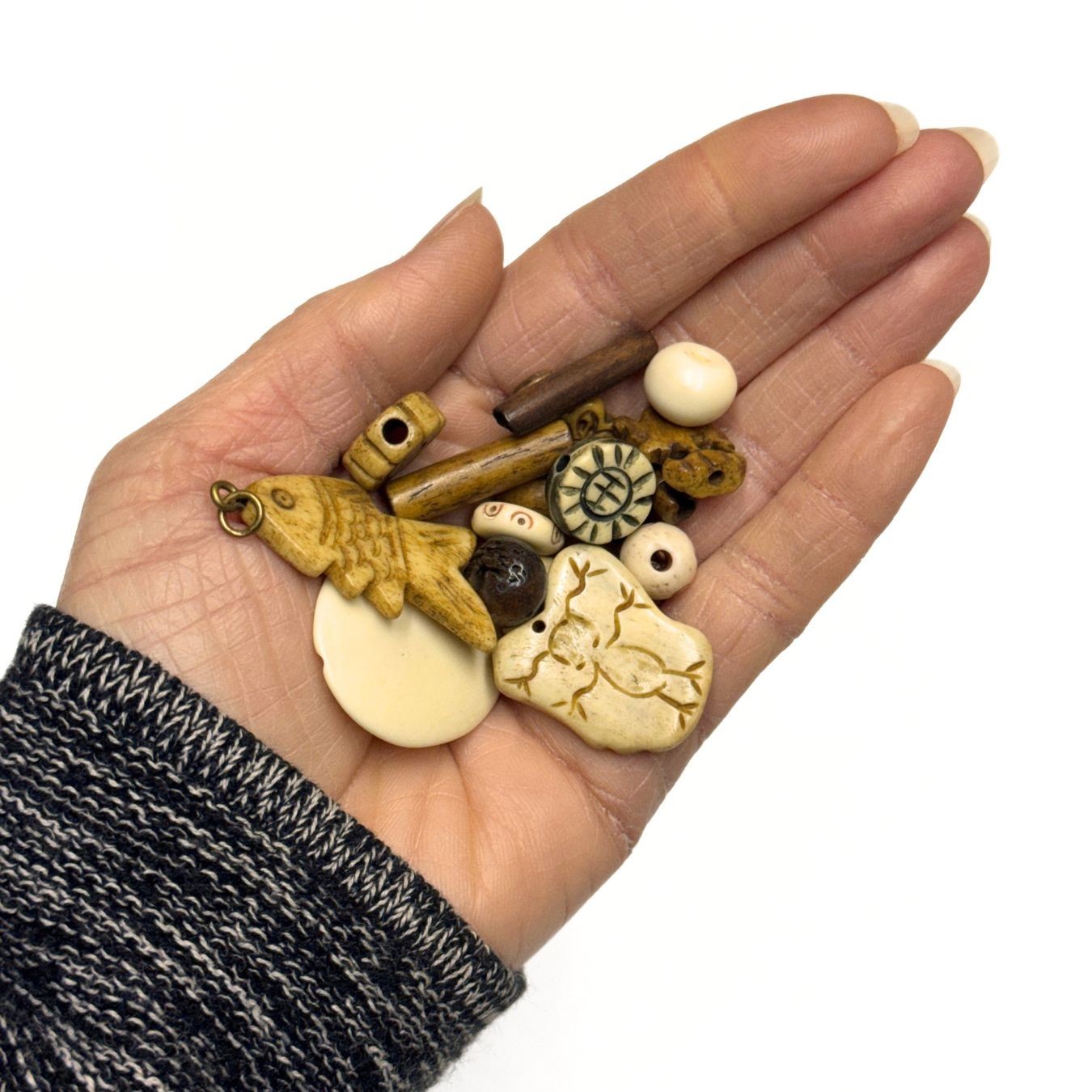 Assorted Bone Buttons, Beads, Spaces, and other Accessories