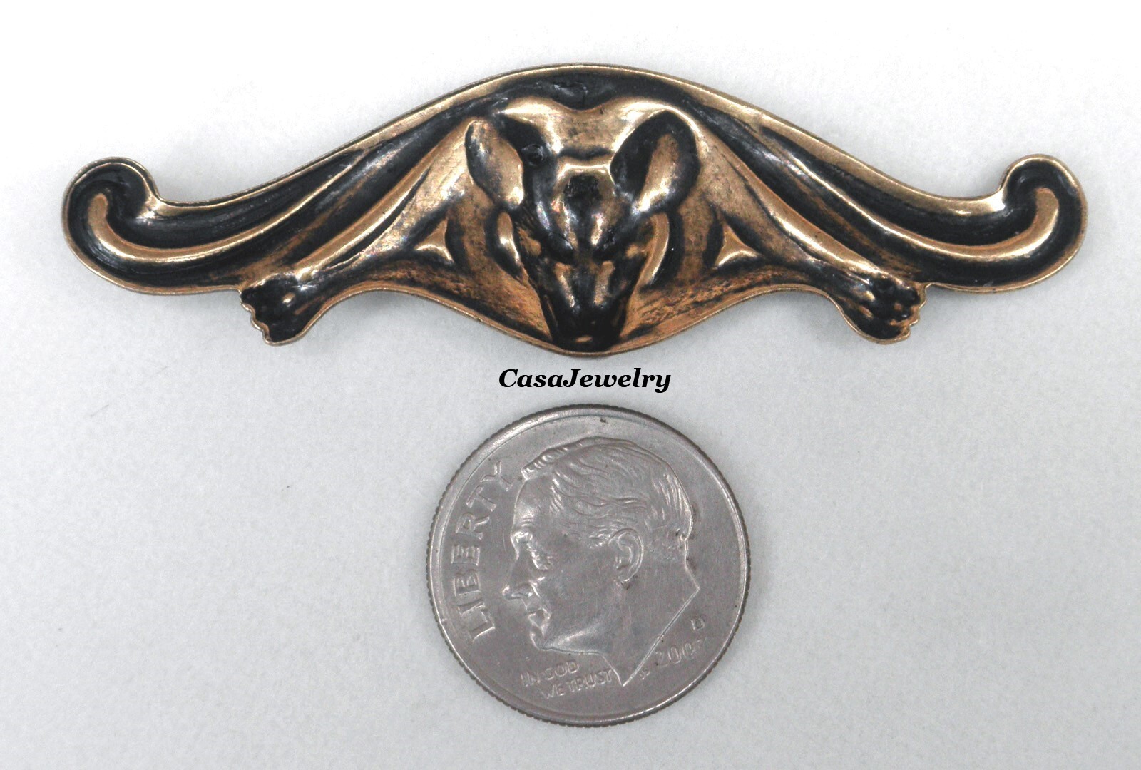 #2160 SMALL ANTIQUED GOLD BAT COMPONENT – 1 Pc Lot