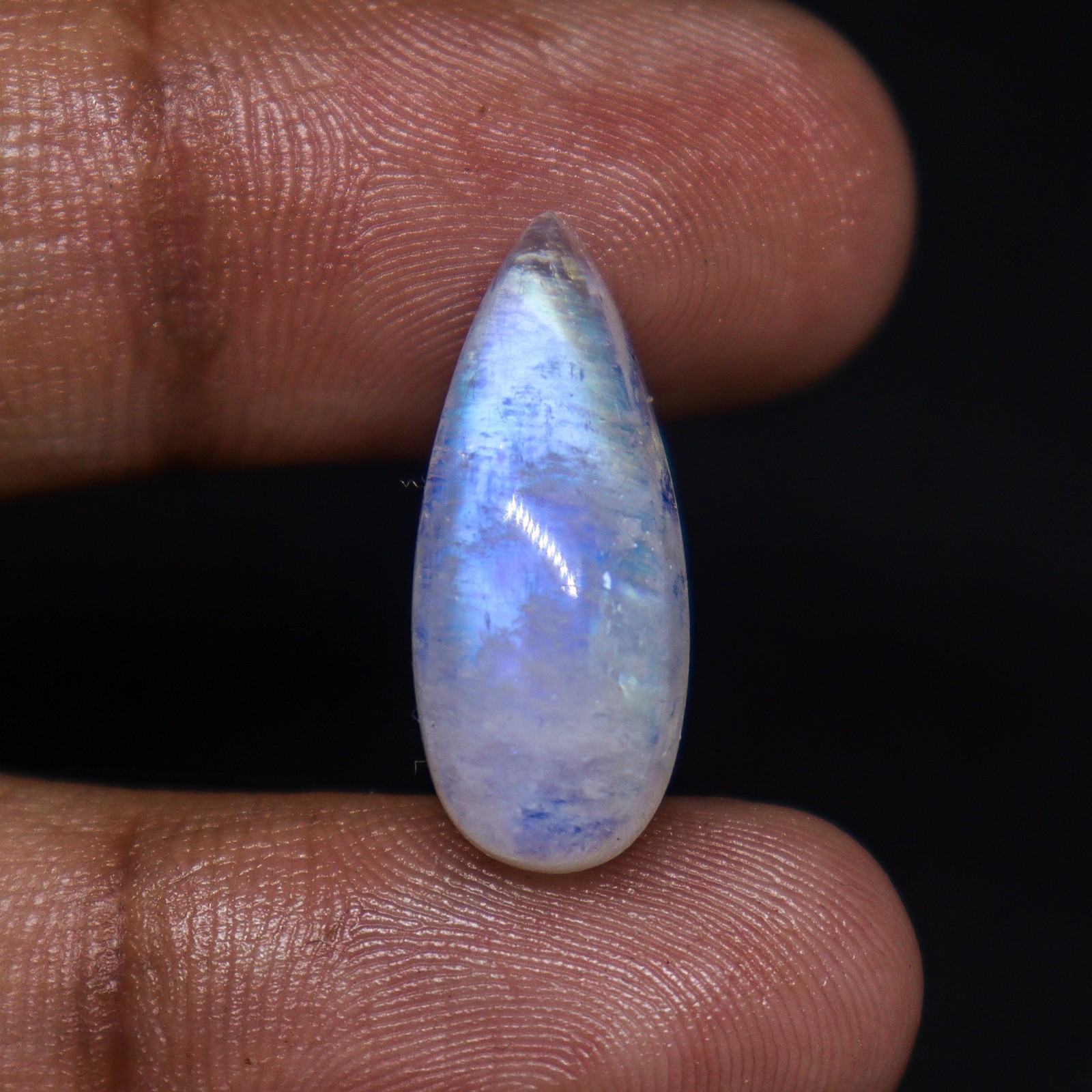 Natural Rainbow Moonstone Pear Cabochon 22×9 mm Blue Flash 11.00 Ct Gemstone