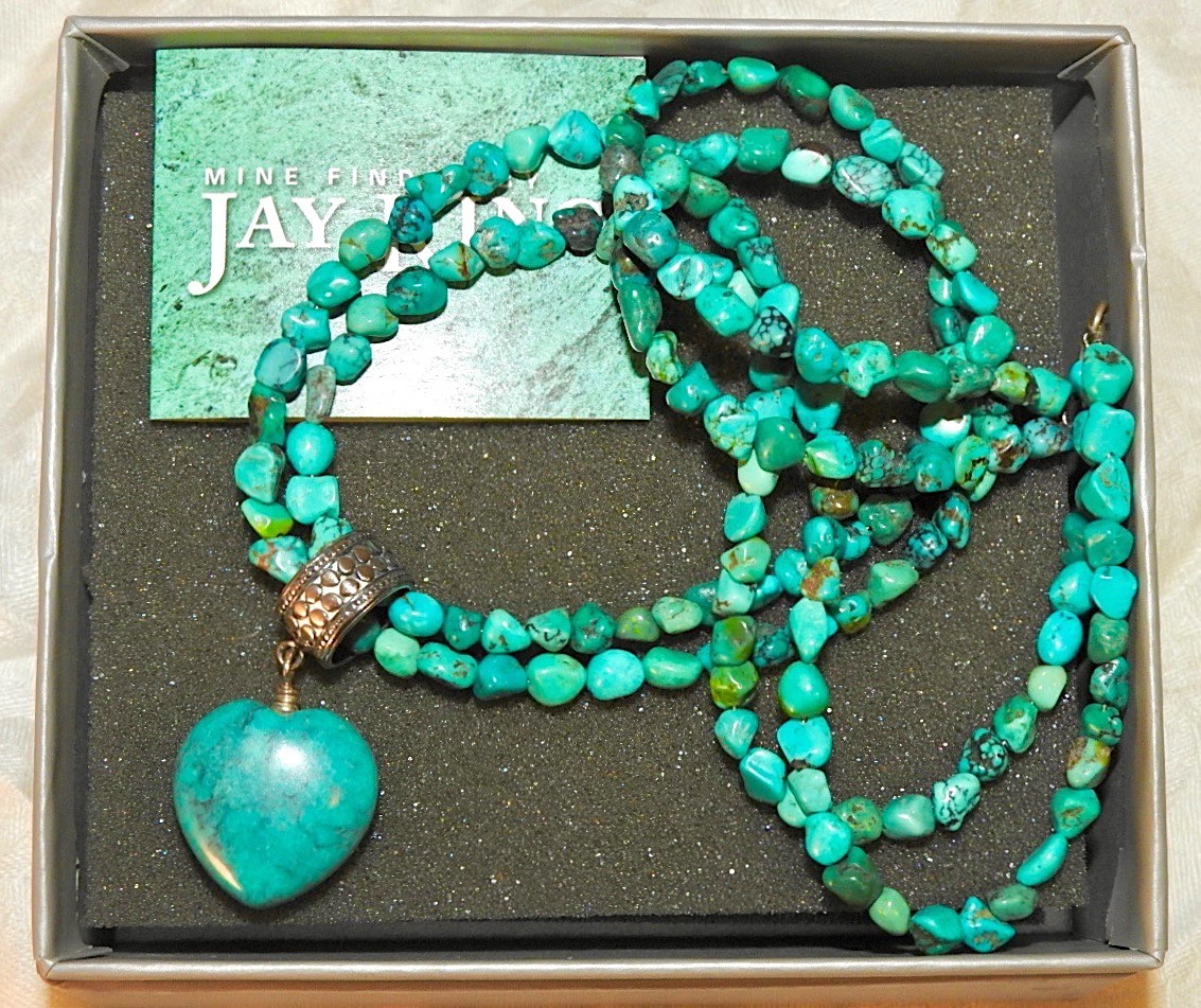 Jay King Turquoise Necklace Pendant Double Strands Sterling Silver Signed IOB