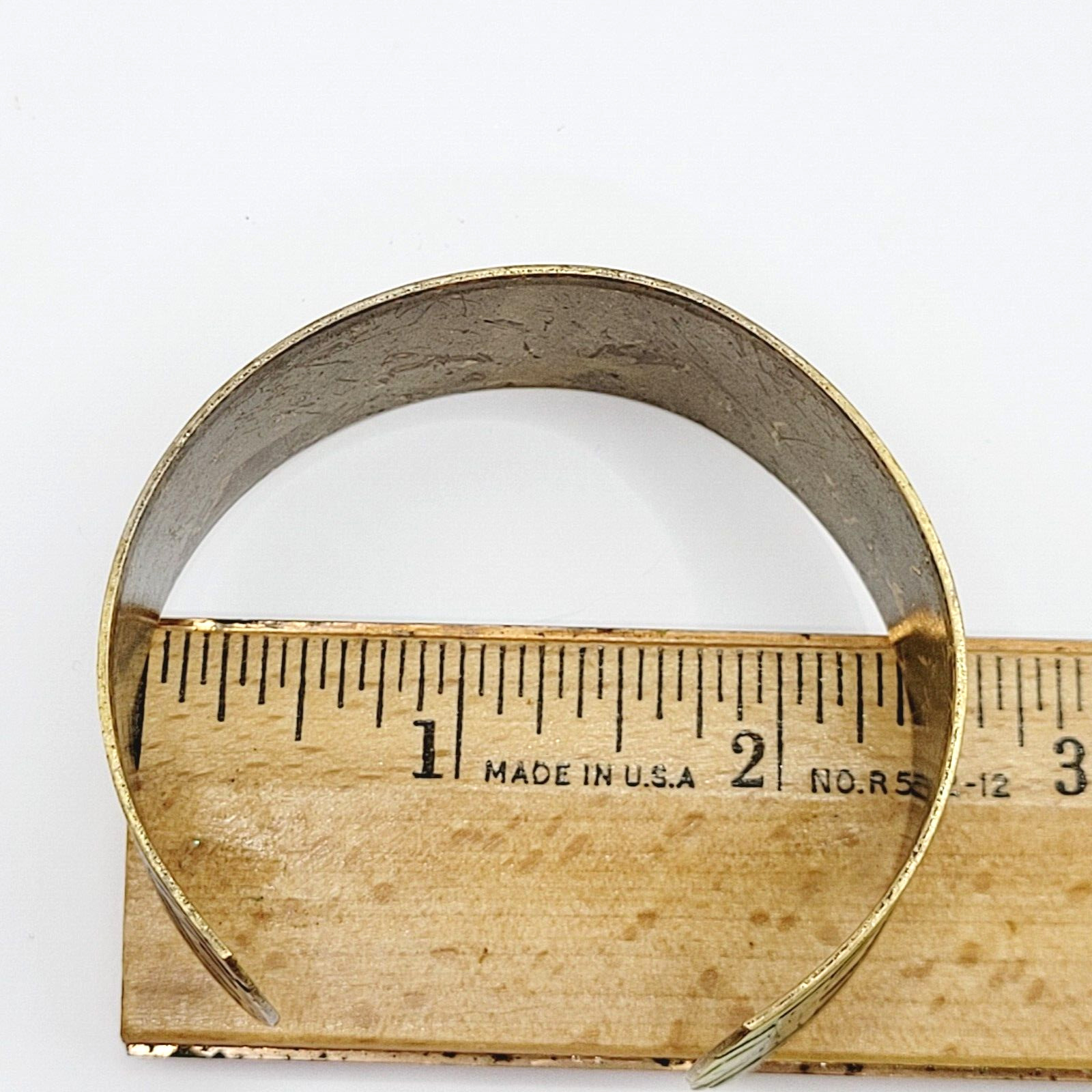 Southwestern Native Tribal Pattern Copper Vintage Cuff Bracelet with Brass Color