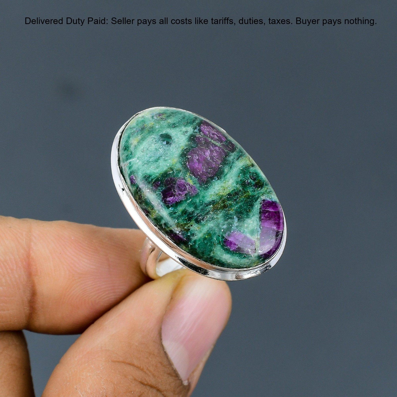 Valentines Deal Natural Ruby Fuchsite 925 Sterling Silver Promise Ring Jewelry