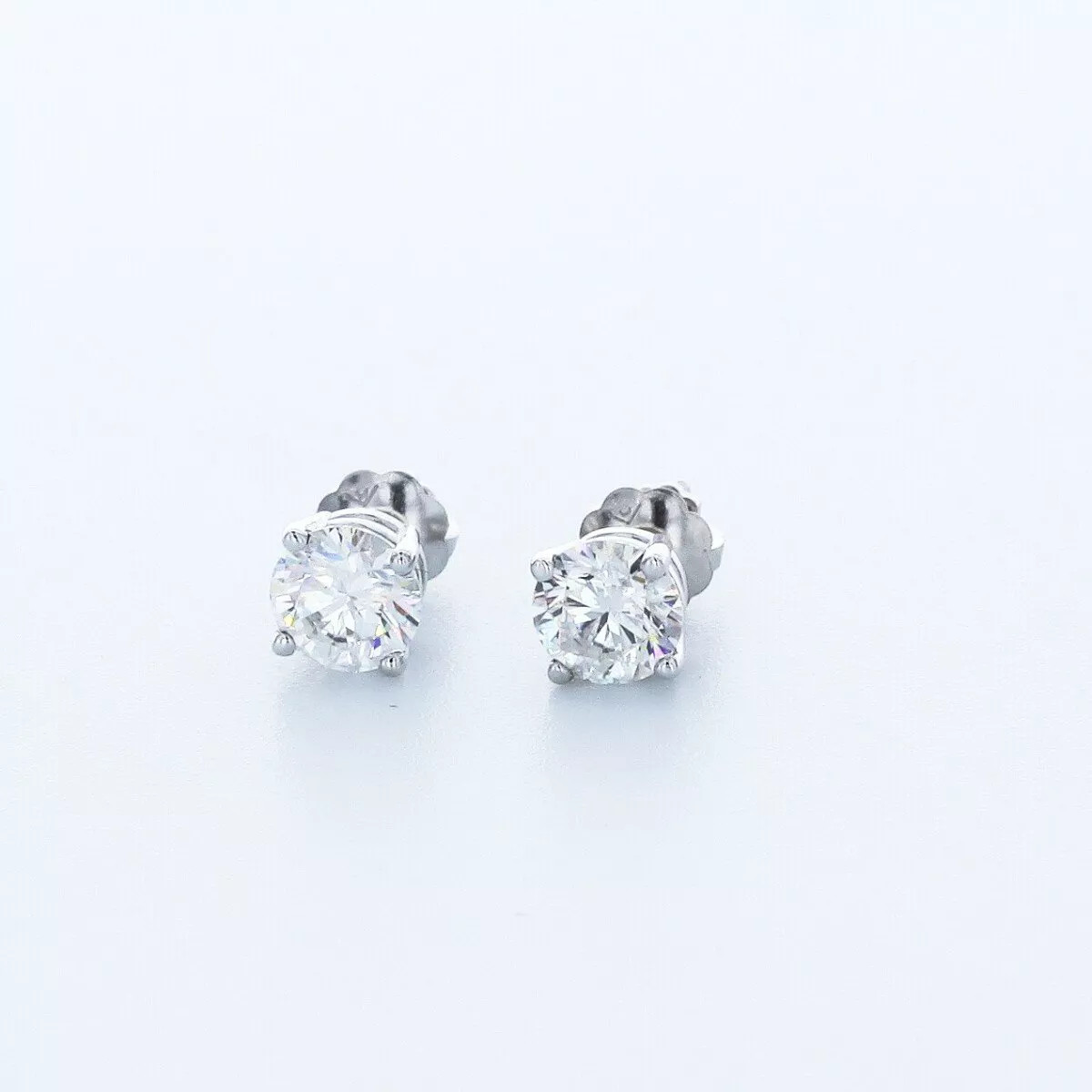 Stud Earrings Solid 14K White Gold Classic 0.97 CT Round Natural Diamond F SI1