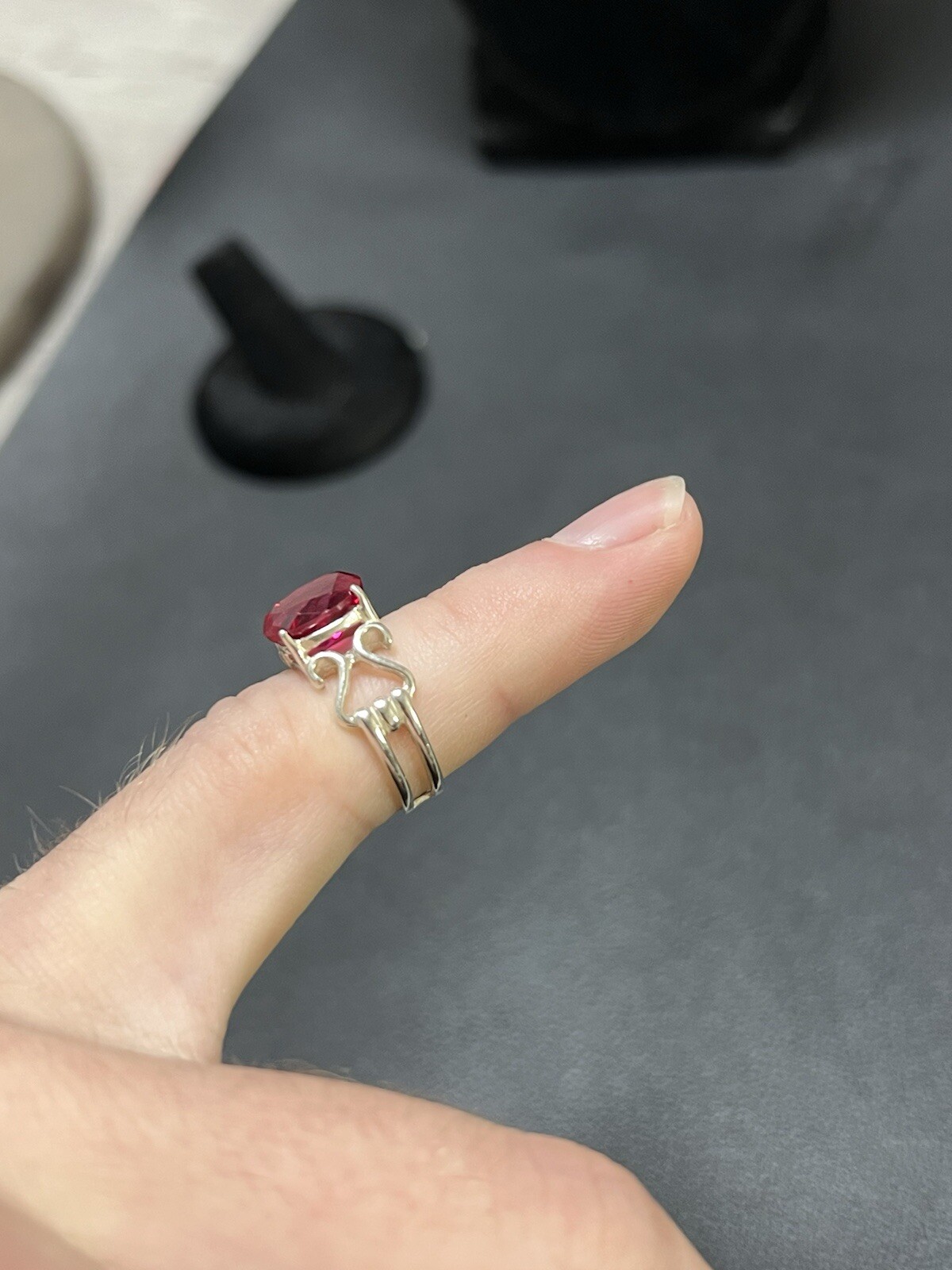 925 Sterling Silver Ruby Red Color Ring 3.2 Grams Size 5