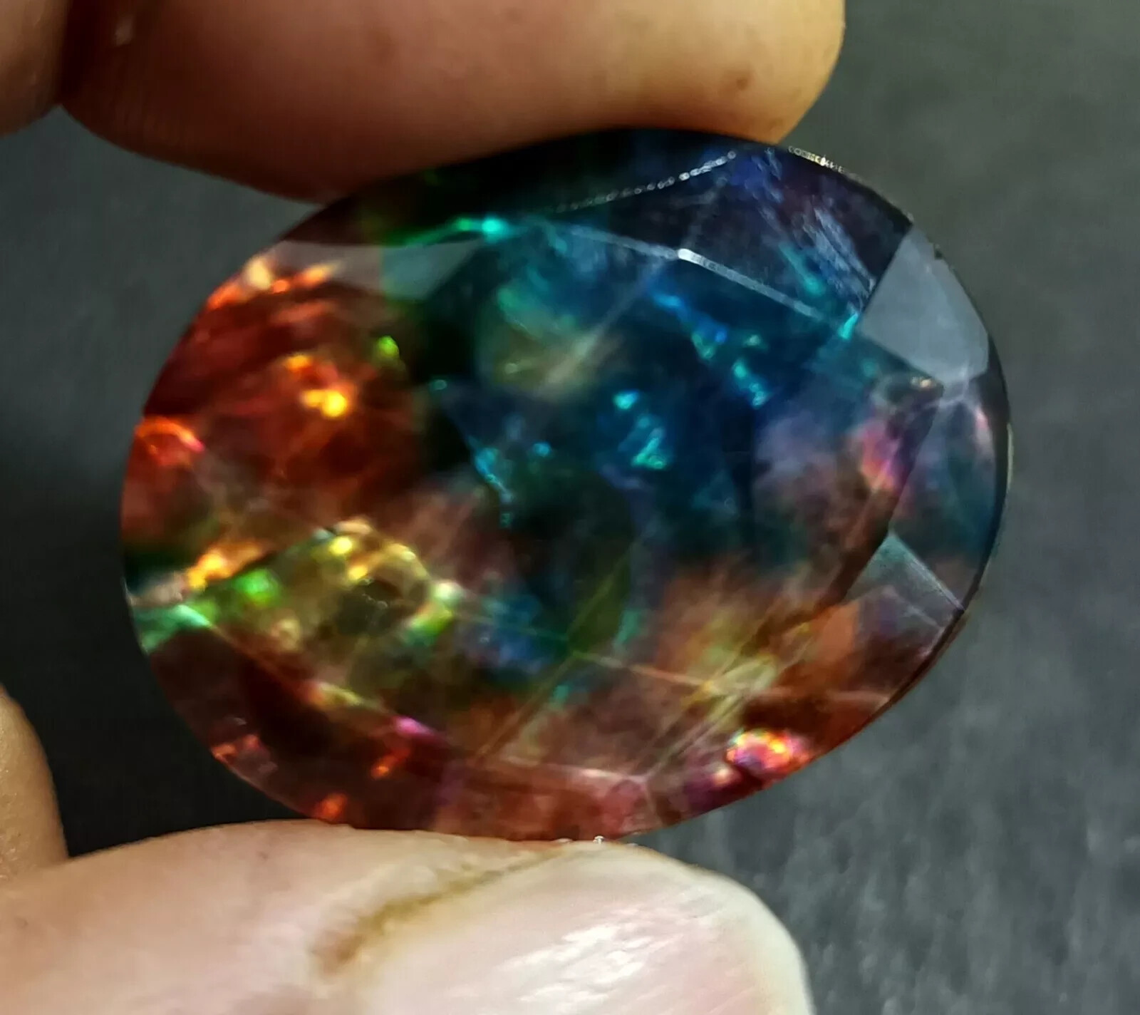 22.50 Ct Natural Ammolite Oval Opal-Like Organic Doublet Rare Loose GEMSTONE