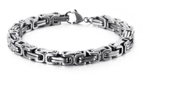Unisex 4mm Square Byzantine Bracelet Stainless Steel 215