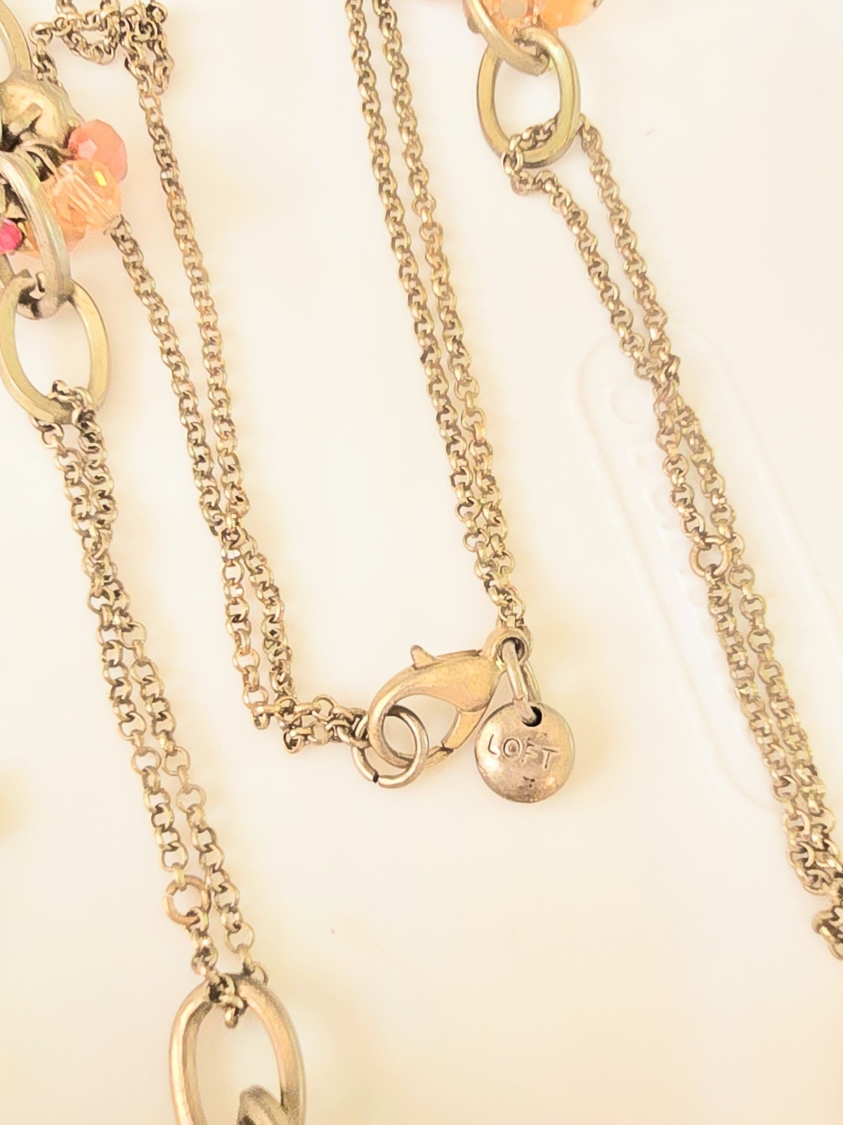 2 LOFT Signed Gold Tone Necklaces 34in Yellow Flower Cluster 18in Blue/yellow