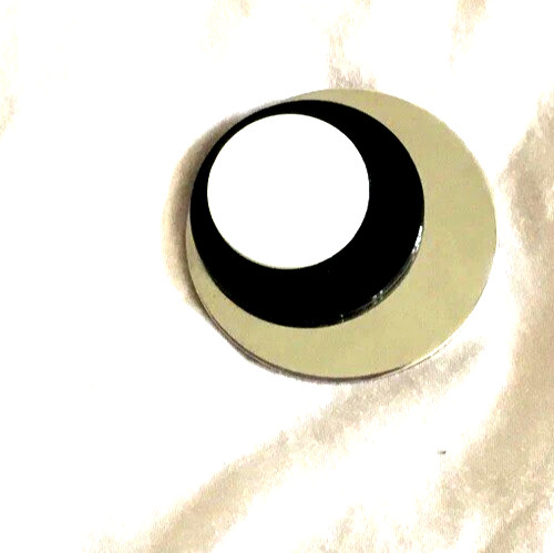 Jaeger Silver Black White Enamel Metal Brooch vgc