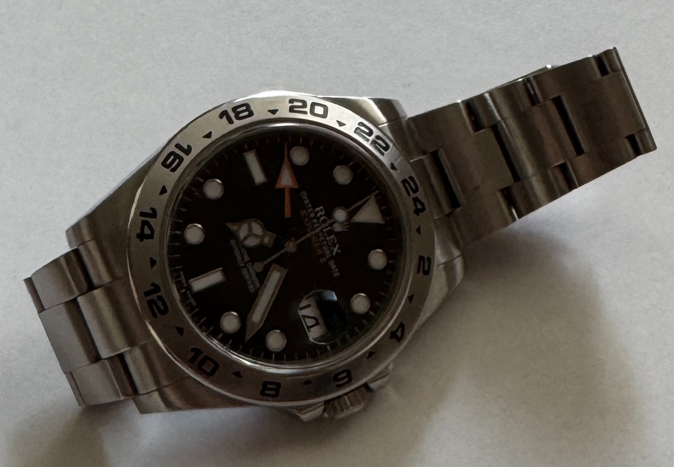 Rolex Oyster Perpetual Explorer II 216570 Mens Watch Black Box Orange Band
