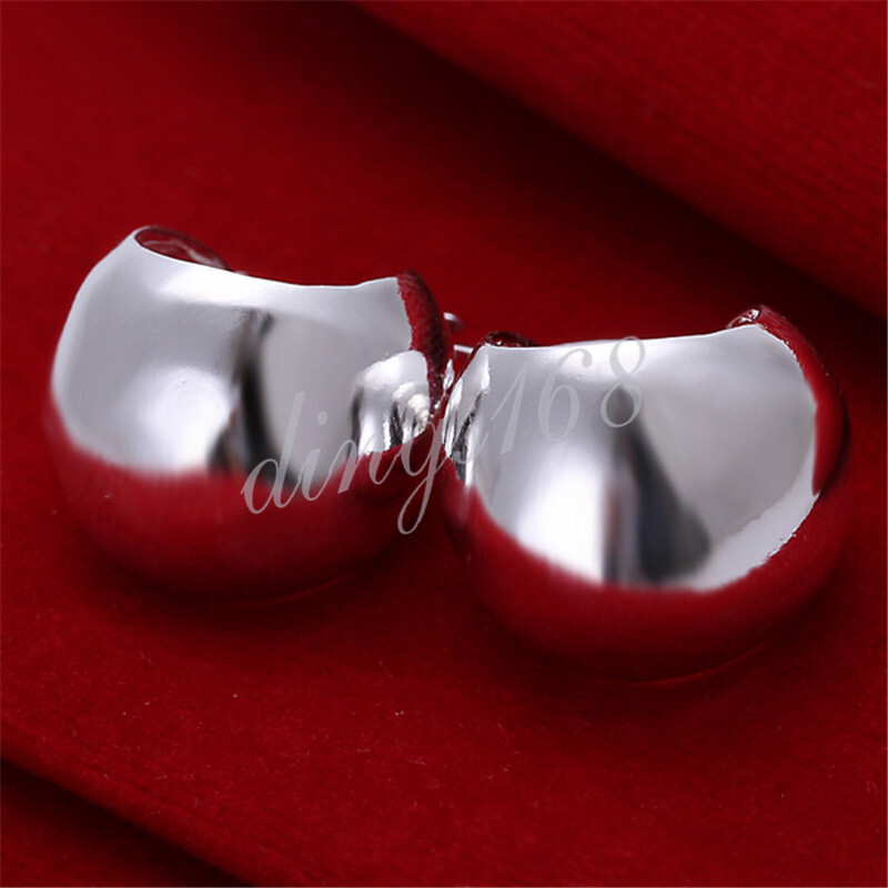 Women’s 925 Sterling Silver Classic 0.79″*0.59″ Small&Thick Hoop Huggie Earrings