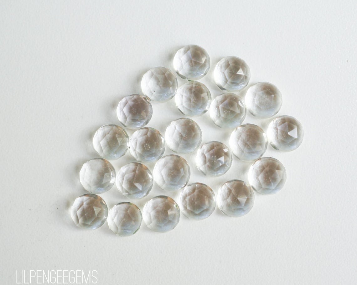 Natural Crystal Quartz Round Rose Cut 5mm To 20mm Loose Gemstone