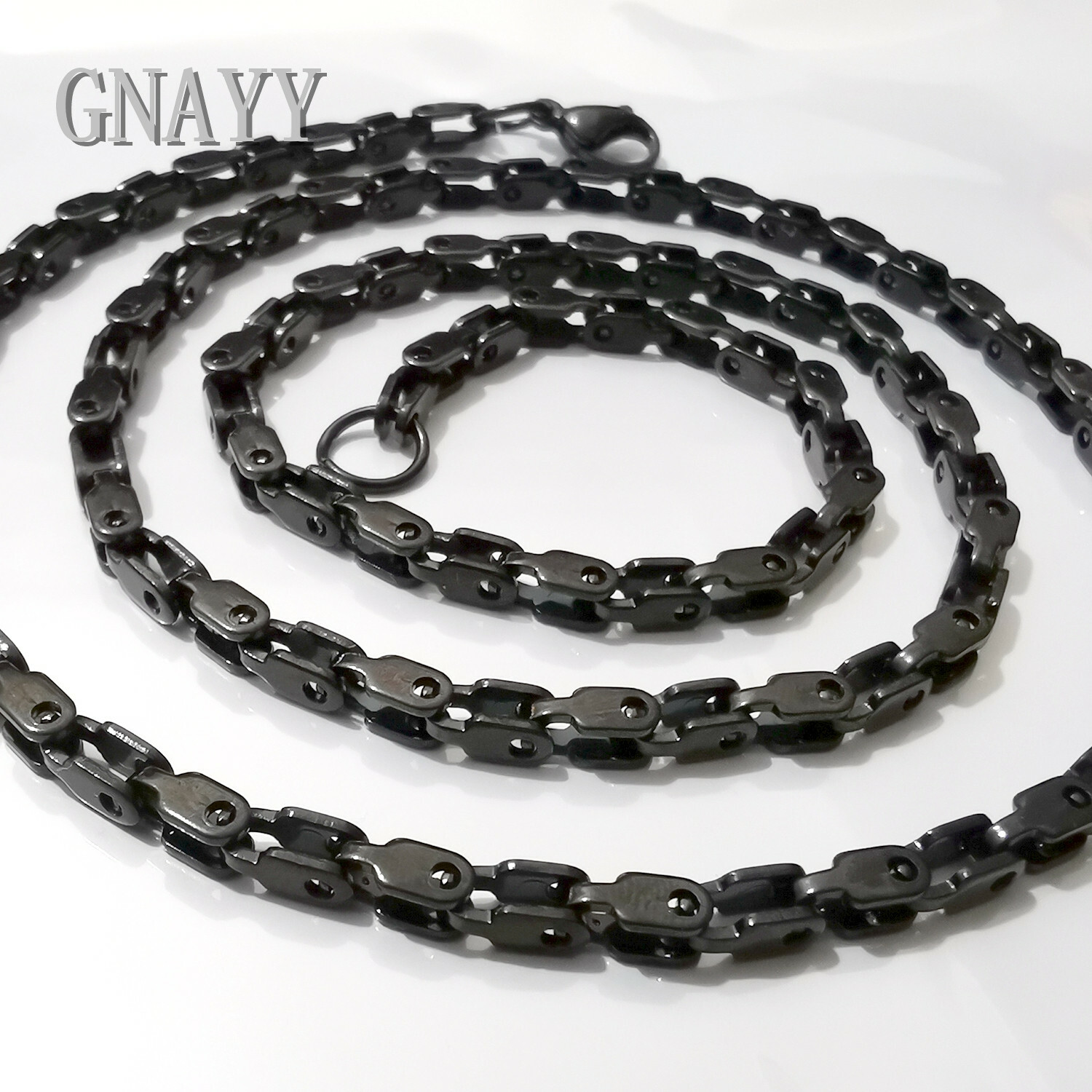 GNAYY Fashion gifts stainless steel Bicycle chain necklace Mens jewelry black