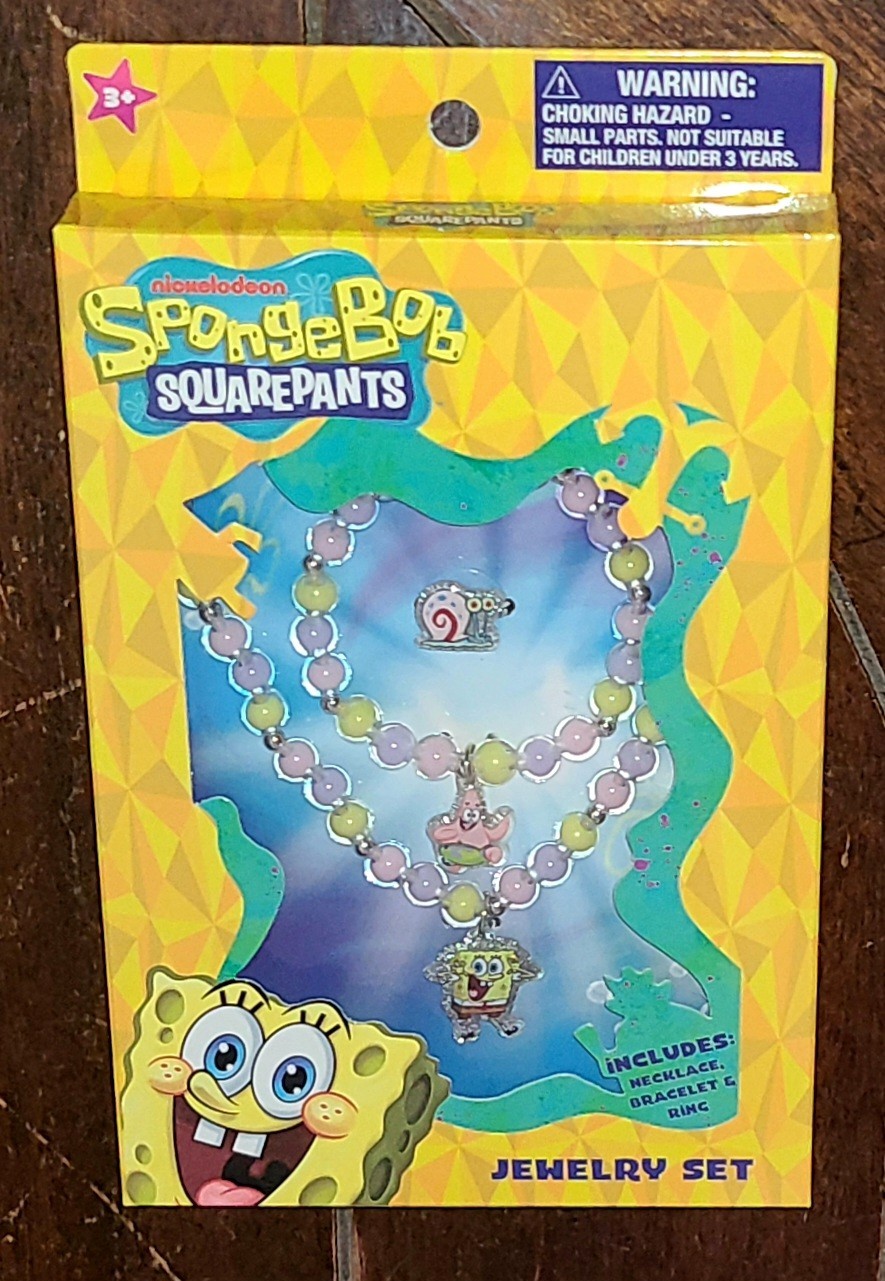 Spongebob Squarepants Jewelry Set: Necklace, Bracelet & Ring #95960