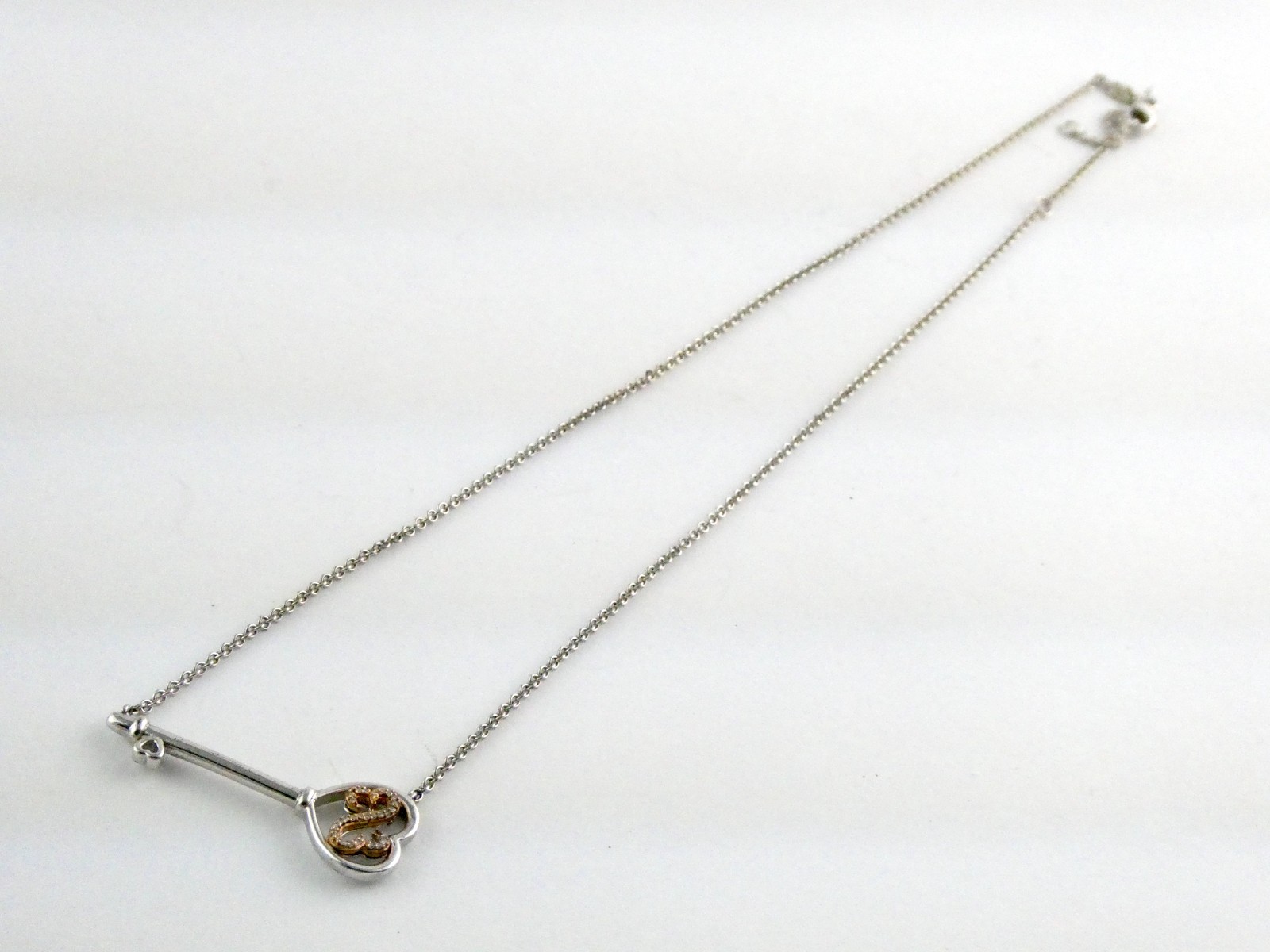 Jane Seymour Open Heart Sterling Silver 10k Natural Diamond Key Pendant Necklace