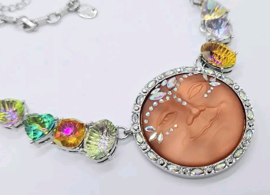 Kirks Folly Necklace Cosmic Bliss Empress Seaview Moon Silver tone Set 2pc