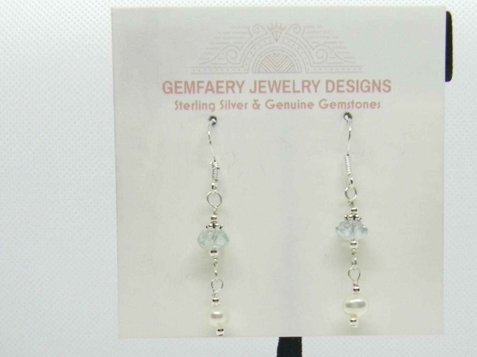 Sterling Silver Faceted AQUAMARINE Gemstone Dangle Earrings #2741…Handmade USA