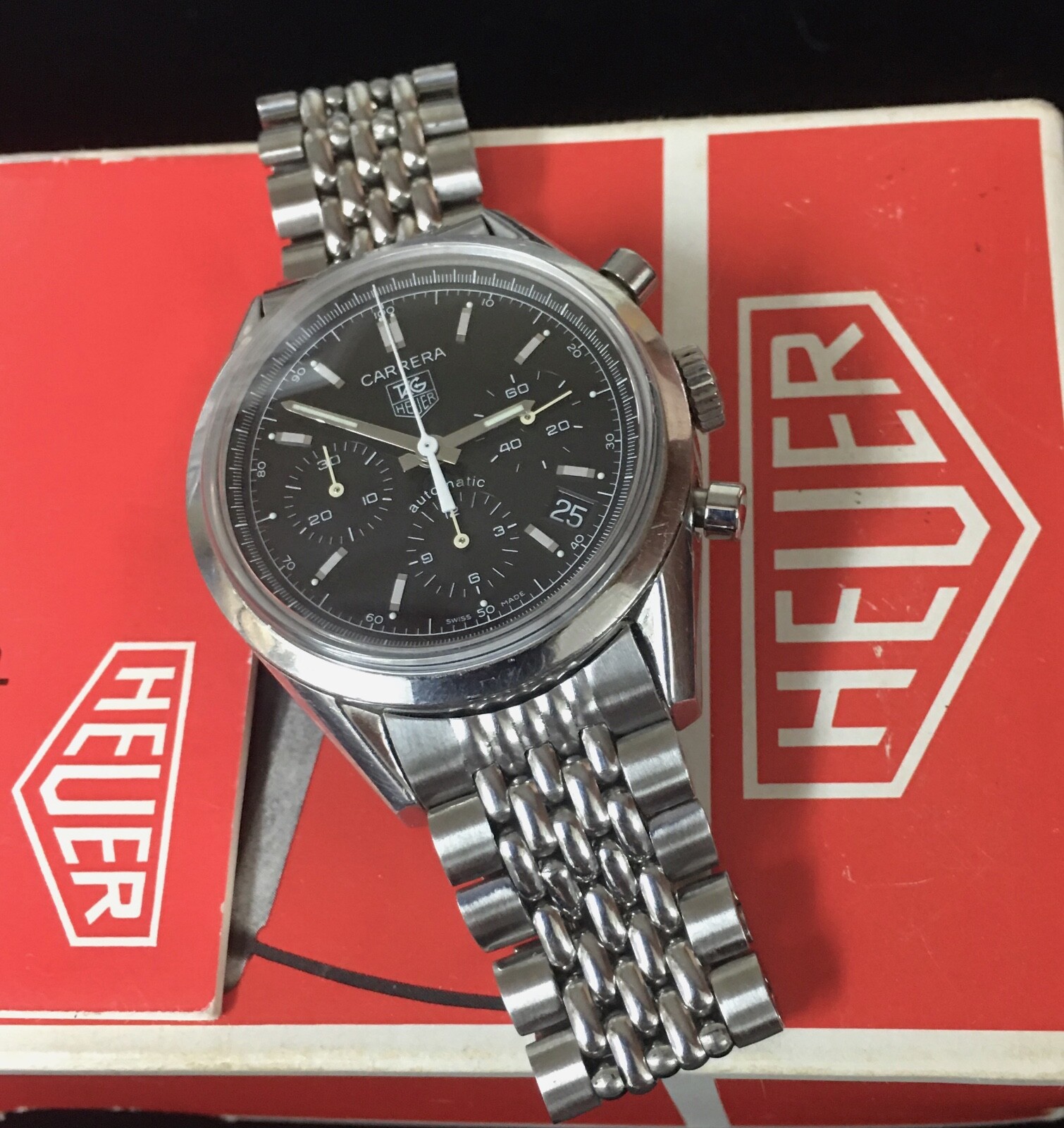 13 SOLD Vintage watch 19mm Beads of Rice band to Heuer 2446 or Hodinkee Skipper