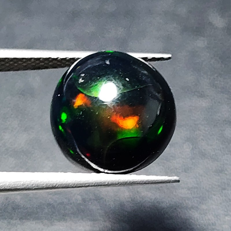 Natural Ethiopian Welo Honeycomb Black Opal Round AAA Fire Loose Gemstone 4.85Ct