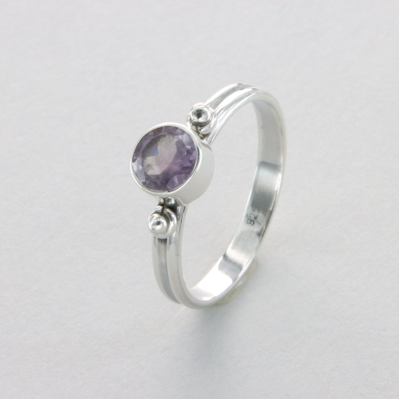 Natural and Round AMETHYST Ring – Multiple Sizes – 925 STERLING SILVER #111e