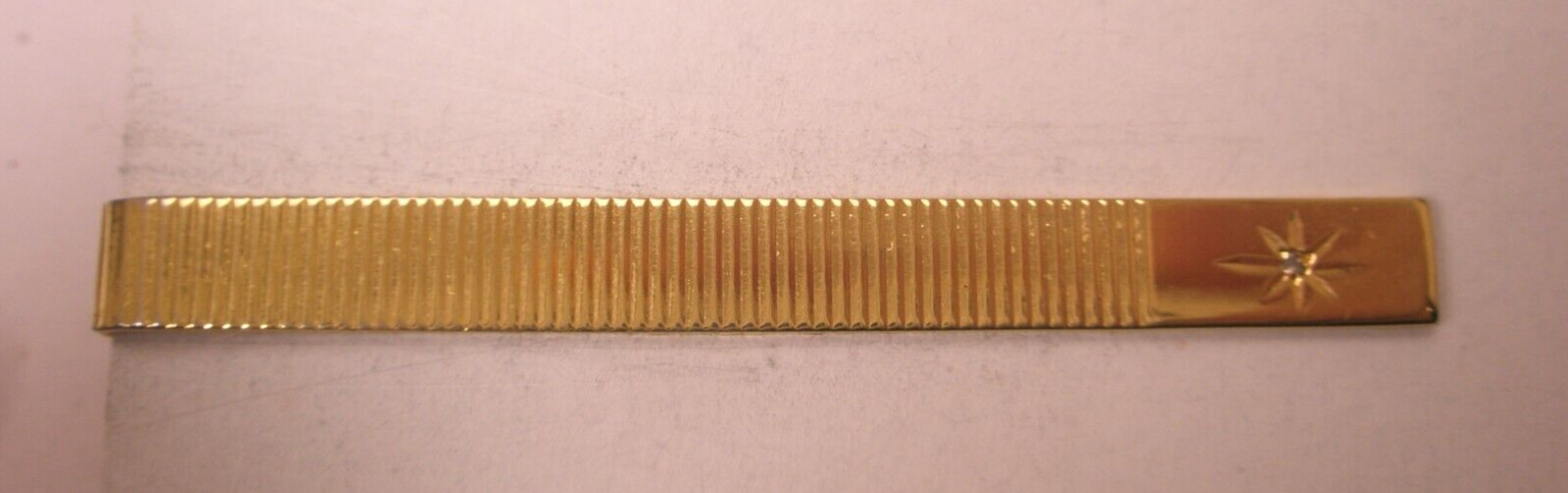 2-1/4″ Thin Design White Rhinestone Gold Tone MODERN Tie Bar Clip