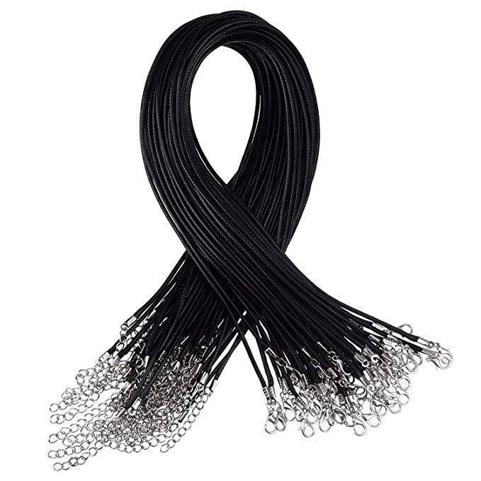 20″ Necklace Cord Black Braided String Rope with Claw Clasp for Pendant Necklace