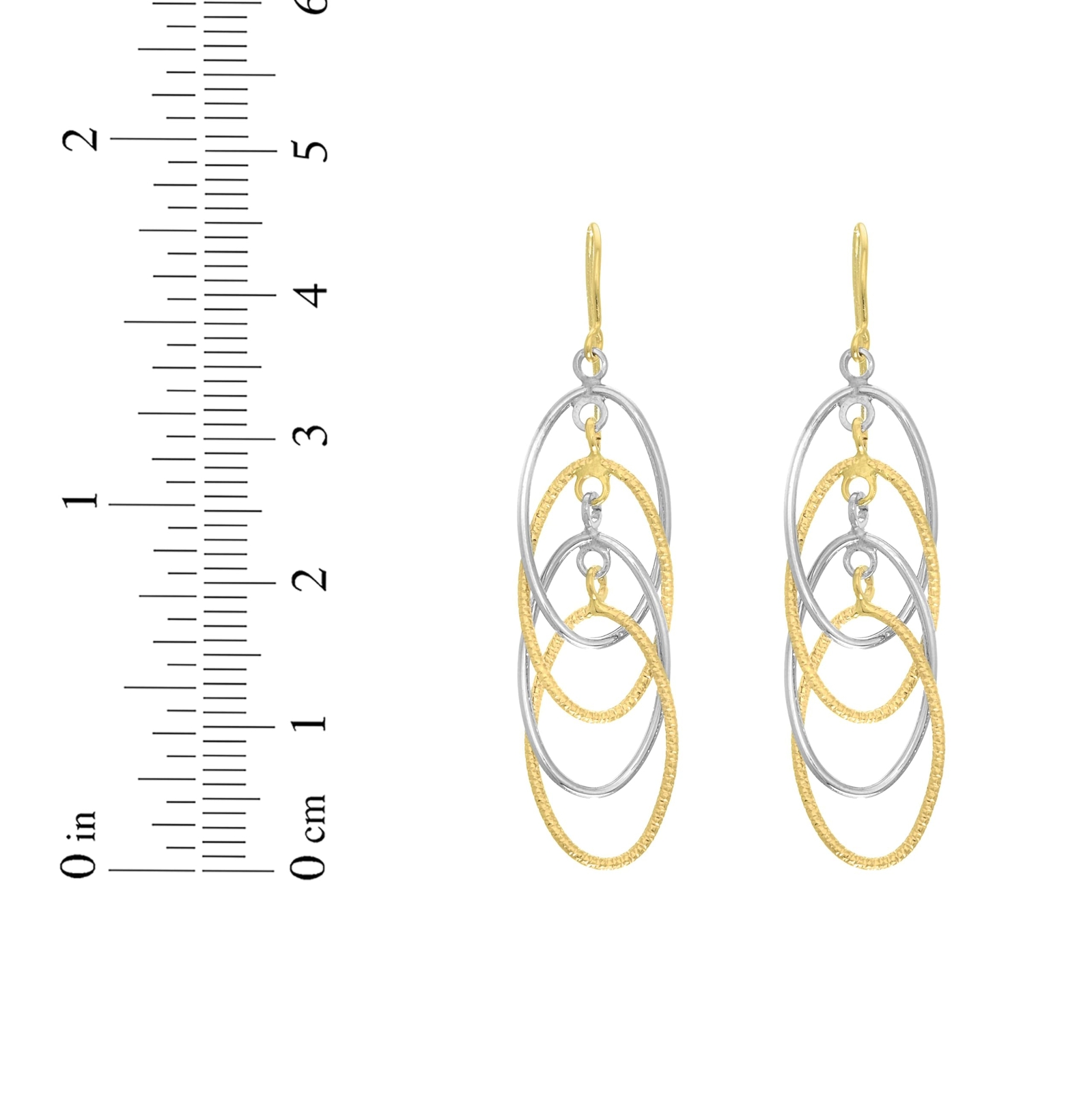 Floreo 14k Yellow and White Gold 45mm Interlocking Oval Dangle Earrings