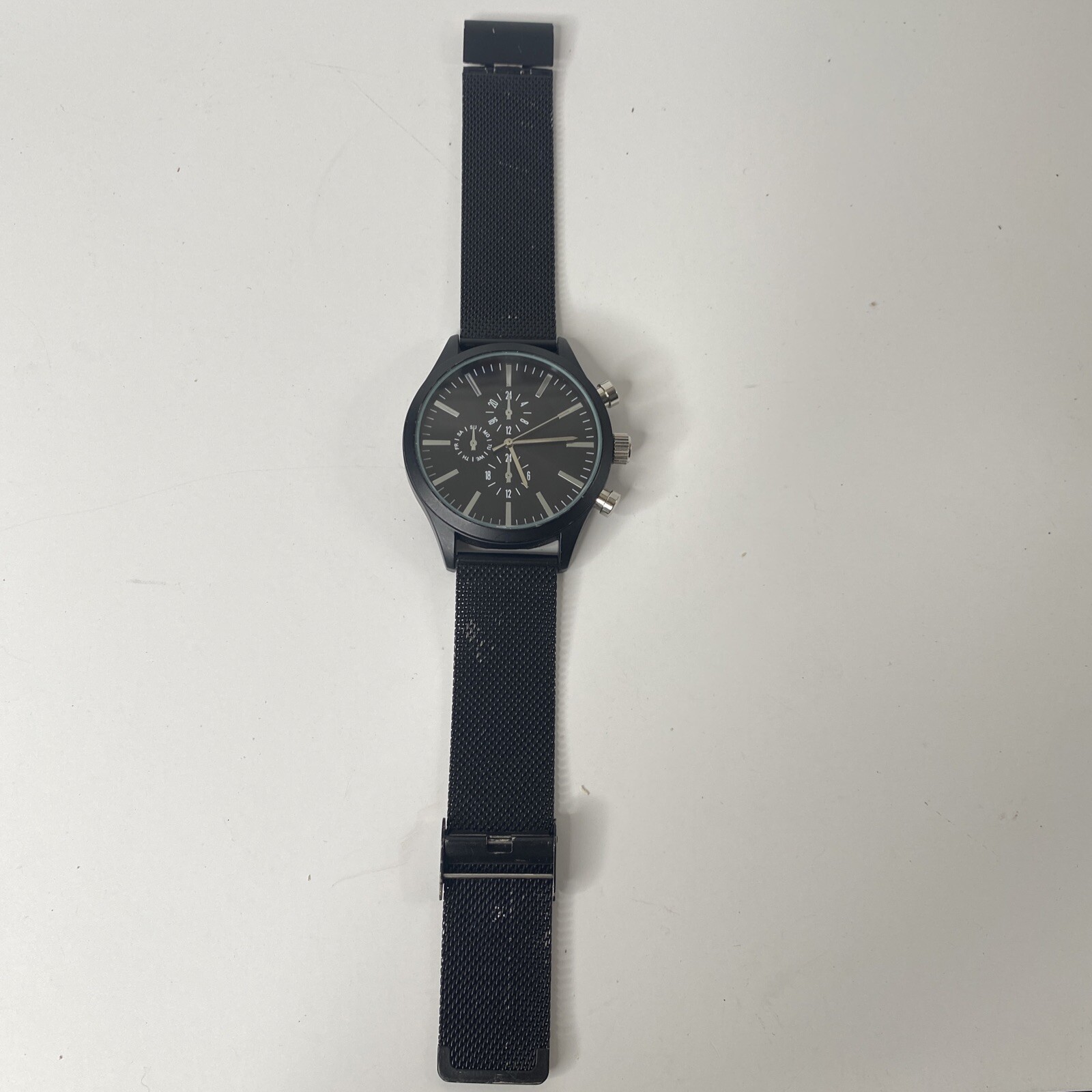 Accutime Watch Corp 4001MWM Black Bezel & Band Watch Not tested needs battery.