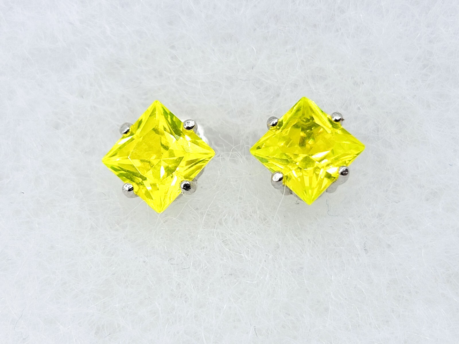 Sterling Fluorescent YAG Yellow Yttrium Aluminum Garnet Earrings 925 Silver