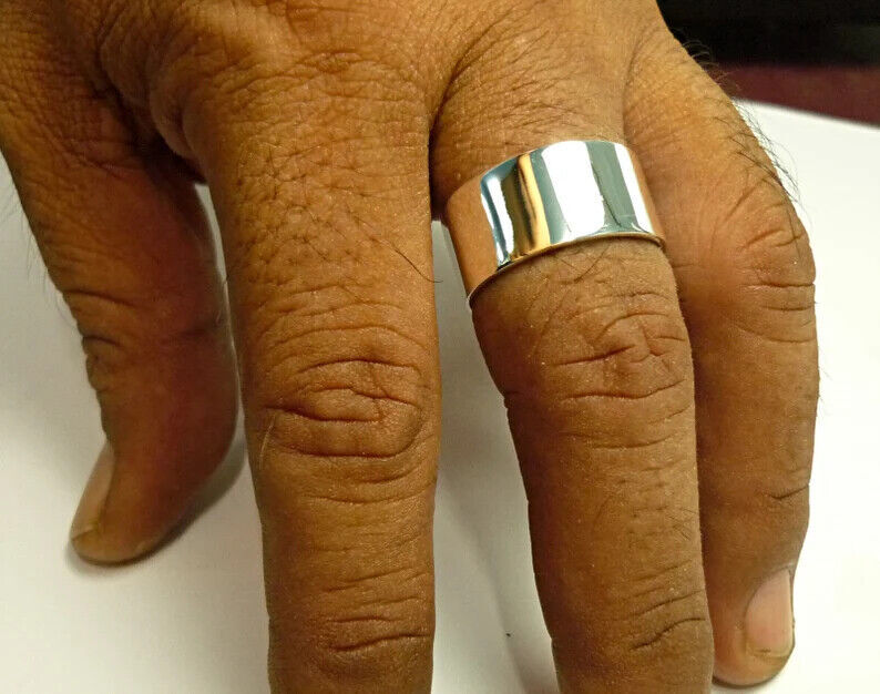925 Sterling Silver Wide Band& Meditation Statement Handmade Ring All size-D-24