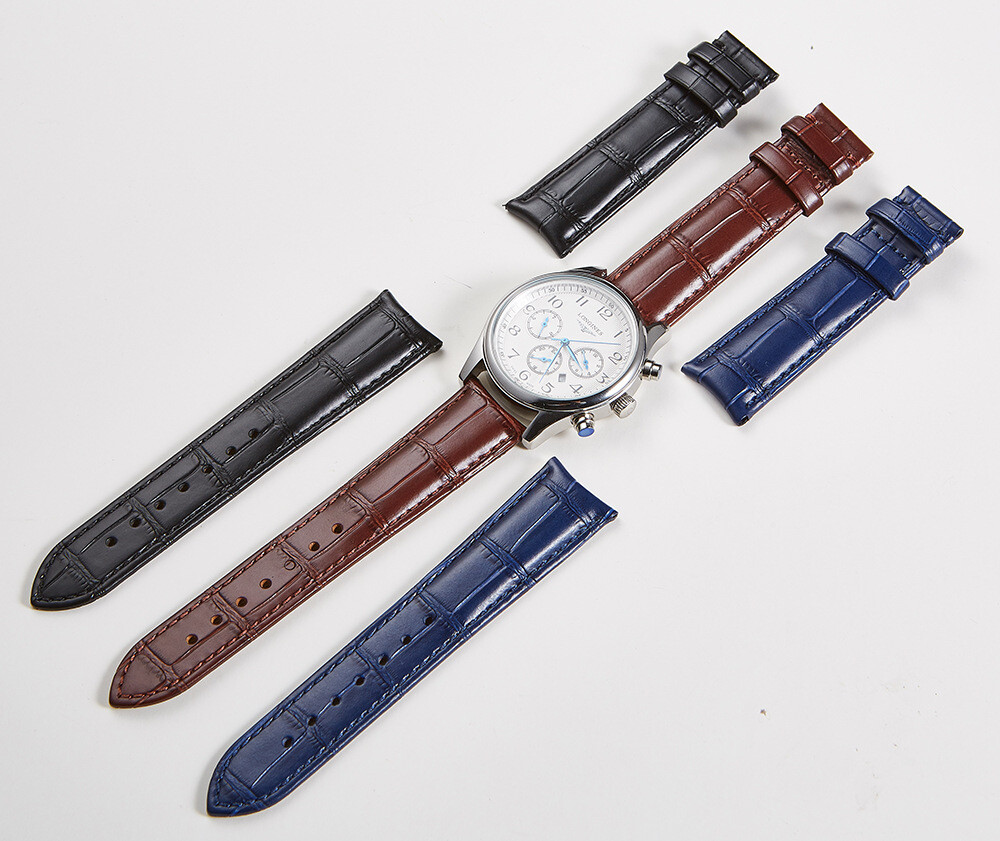 Curved End Genuine Leather Watch Band Replacement Strap Bracelet 20mm 21mm 22mm