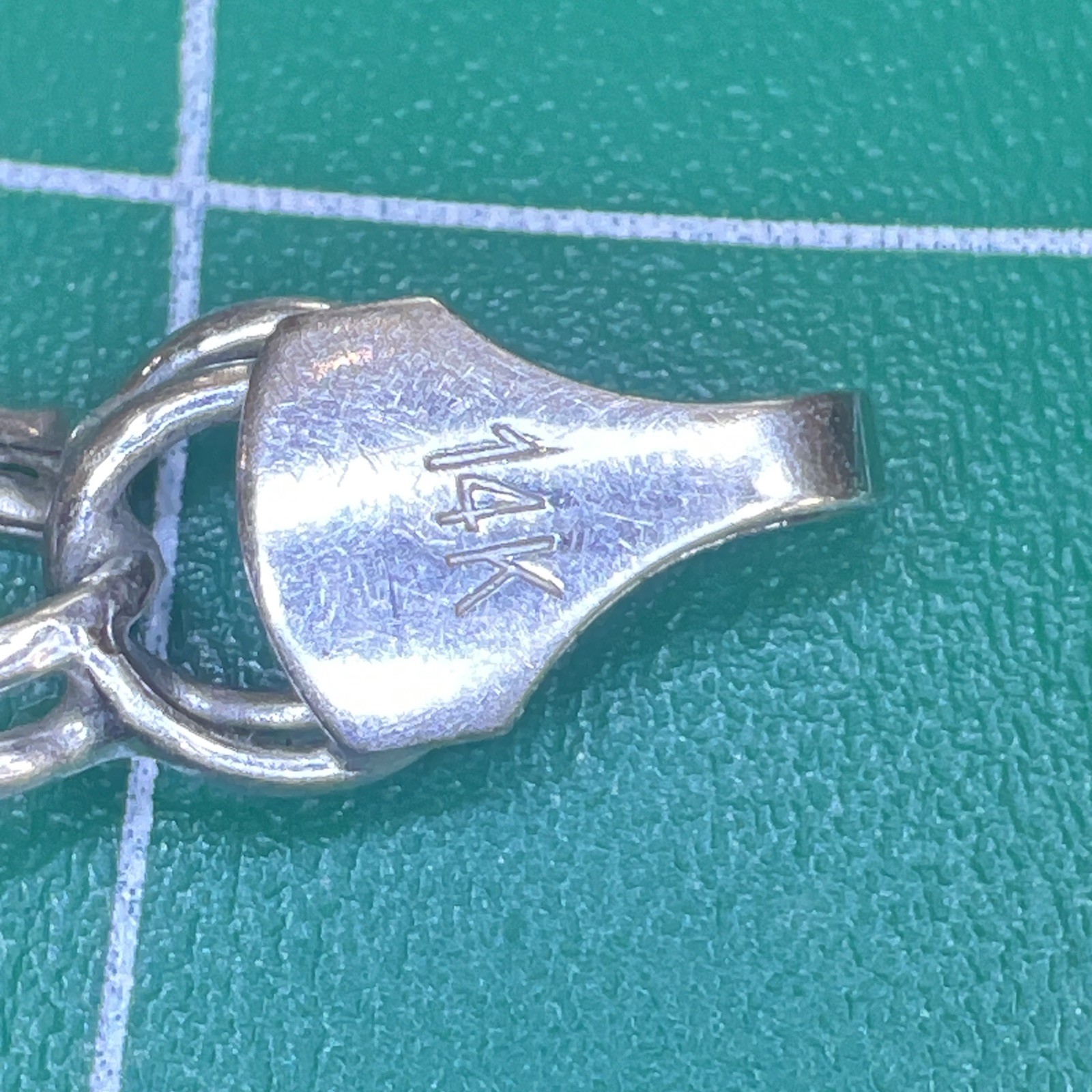 Vintage RCI 14k White Gold Double Circle Link Charm Bracelet 7.3” 5.7mm Turkey