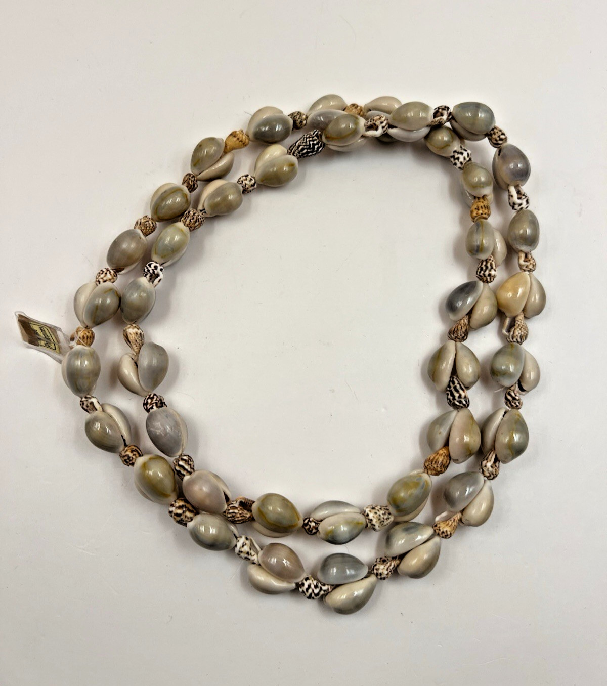 Vintage Beach Necklace Cowrie Conch Shell Seashells Phillipines 30″ Long Length