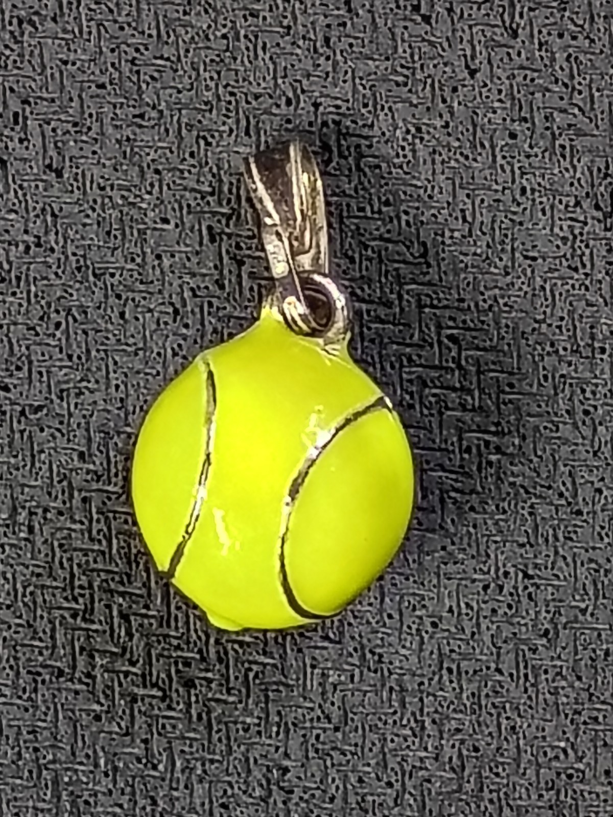 Sterling Silver 925 Green Enameled Tennis Ball Charm Pendant 3.9 grams