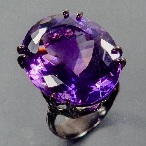 Handmade 38 ct Natural Amethyst Ring 925 Sterling Silver Size 7.5 /B-R3668
