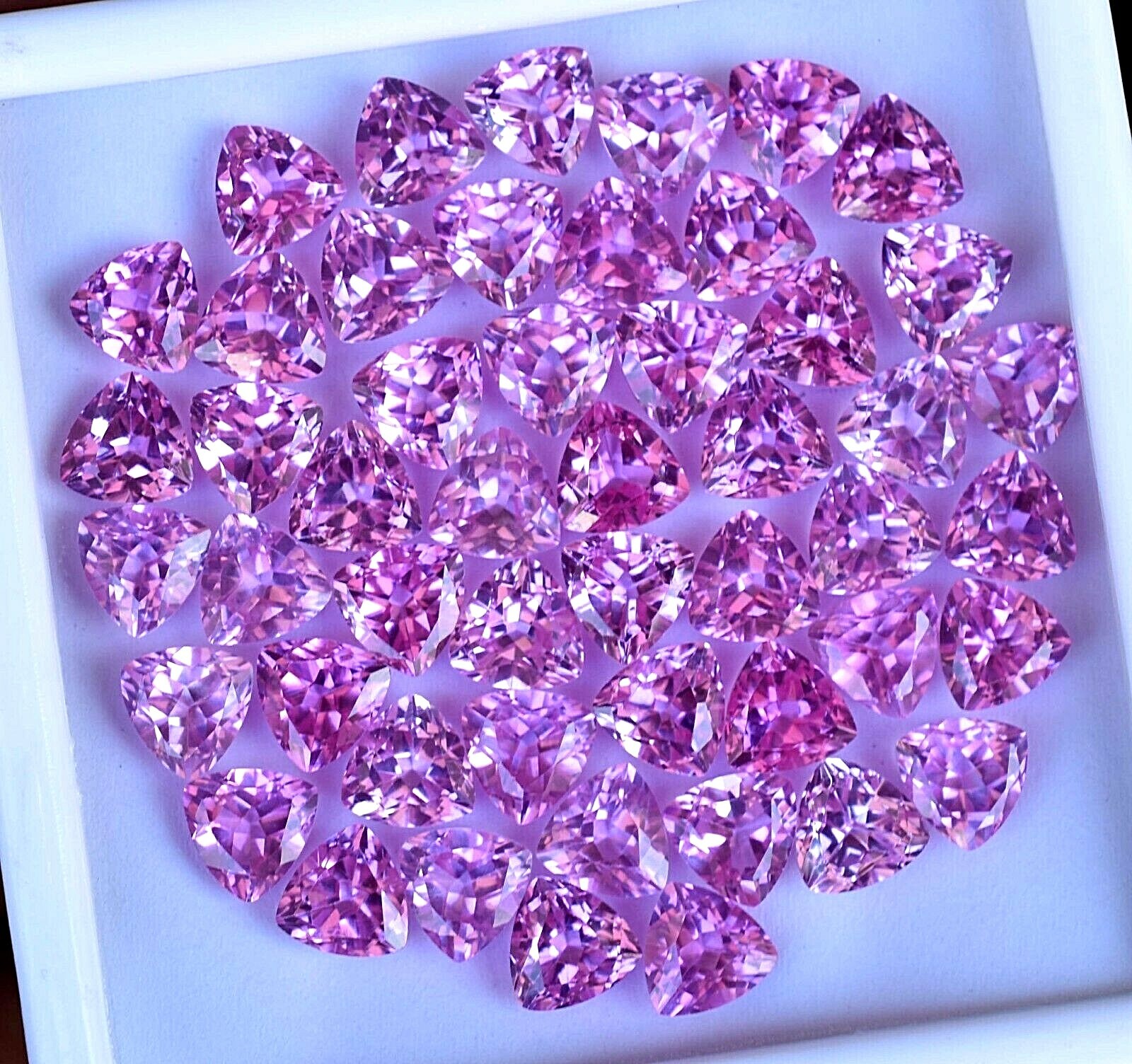 Natural 50 Pcs Mogok Pink Ruby Trillion 6.90 MM Certified AAA+ Treated Gemstone