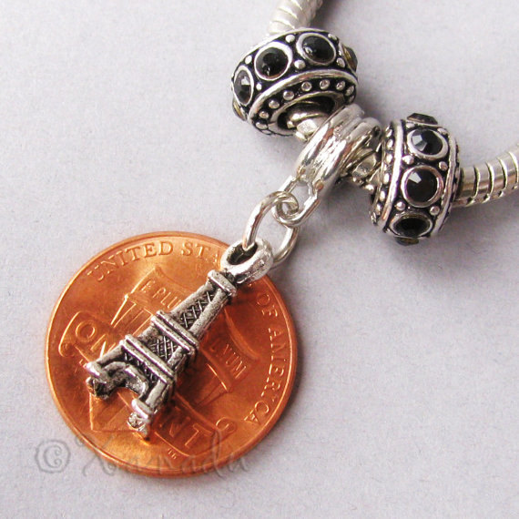 Paris at Night Eiffel Tower Charm And Crystal Beads For European Charm Bracelets