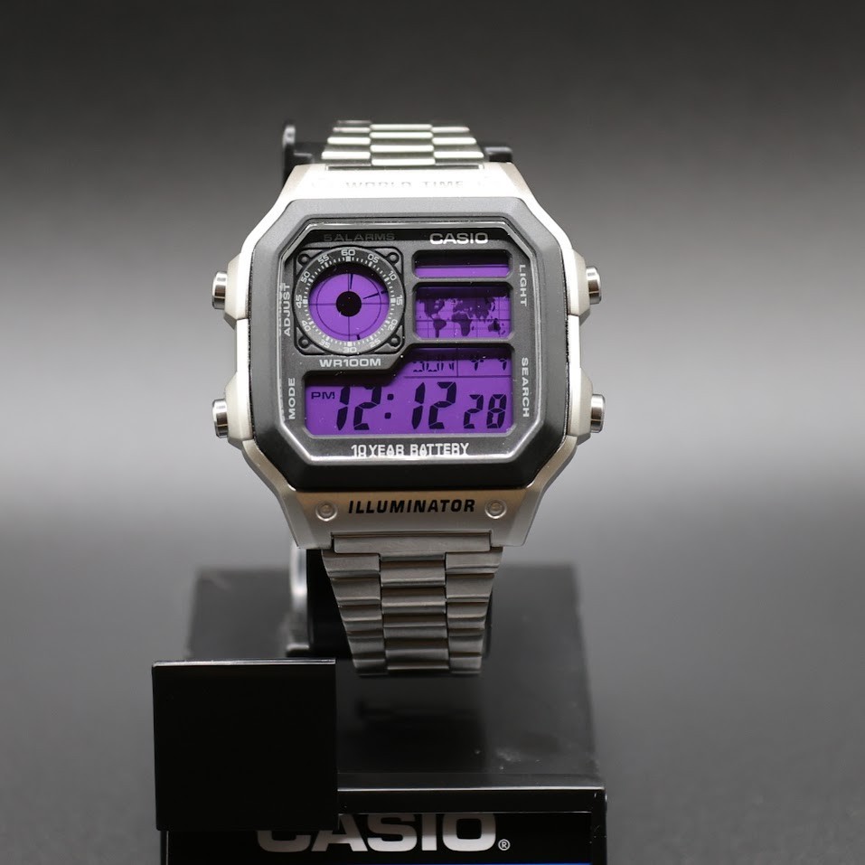 Ultraviolet | CASIO AE-1200WHD Royale w/ Stainless Steel Watch Band | Mod 🟪