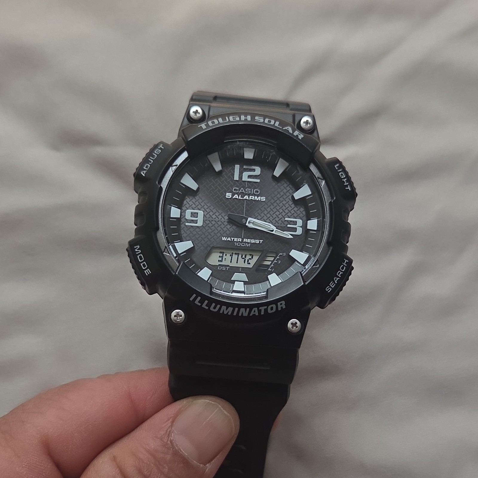 Casio Tough Solar Men’s Ana-Digi 100m 5 Alarm Black Resin Sport Watch