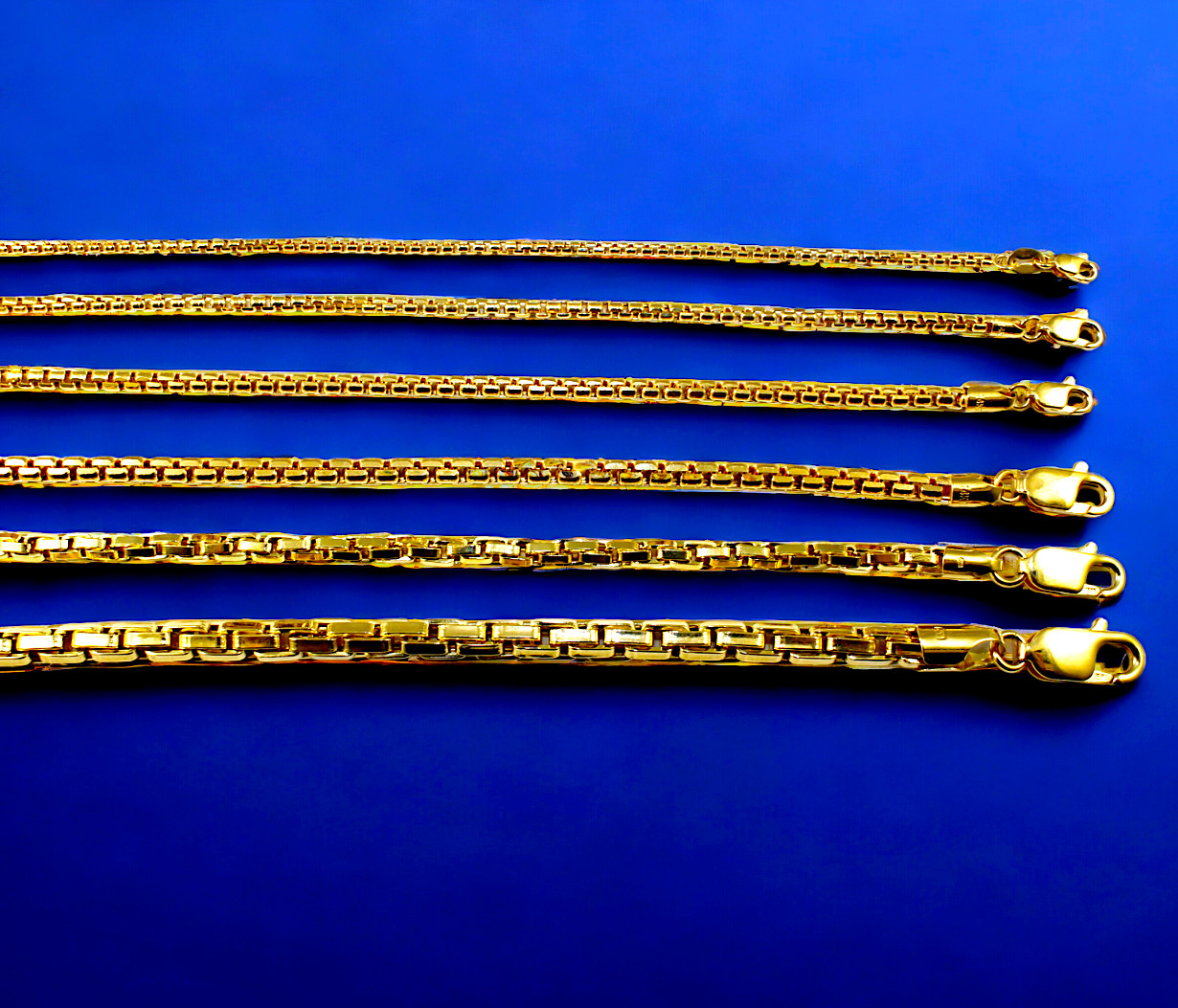 14K Yellow Gold Venetian Round Box Necklace Chain Men Women 1.5mm-5mm 16″-30″