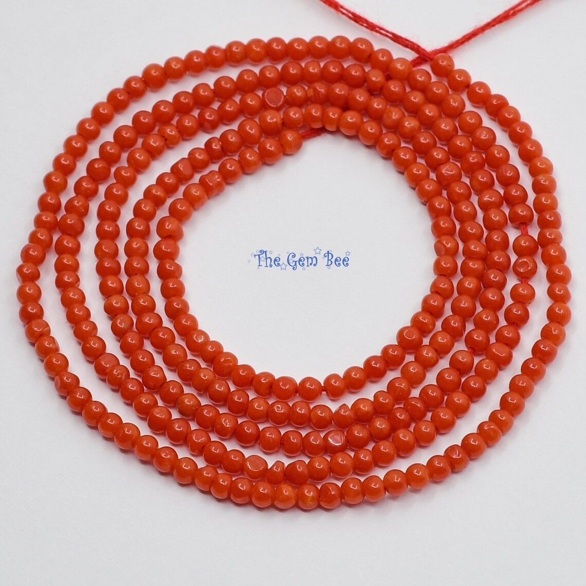 2mm AA Top Italian Sardinia Undyed Salmon Orange Red Seed Coral Round Bead 20″