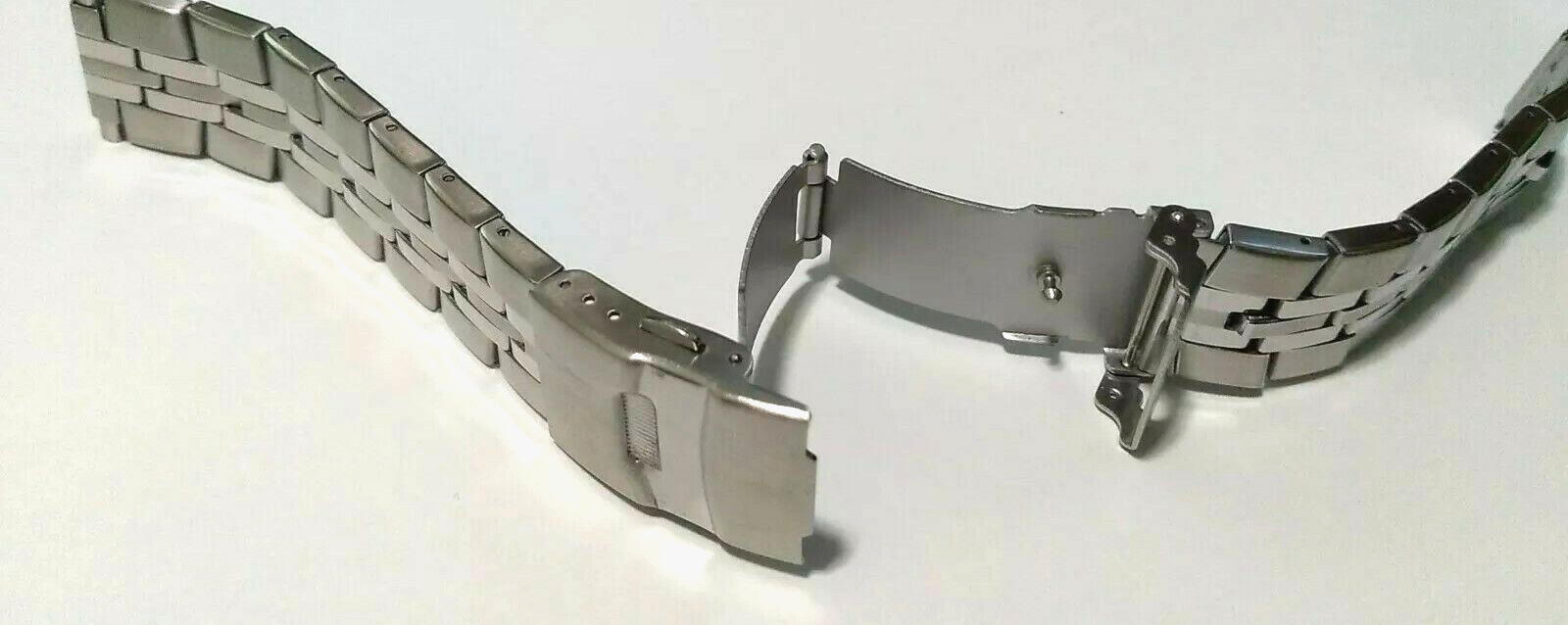 16-22mm Silver Tone Stainless Steel Security Clasp Bracelet Link Watch Band