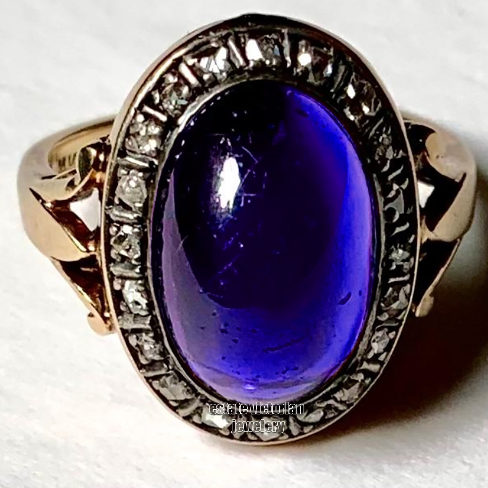 Stunning 0.85ctw Rose cut Diamond Sapphire Studded Silver Victorian Ring Jewelry