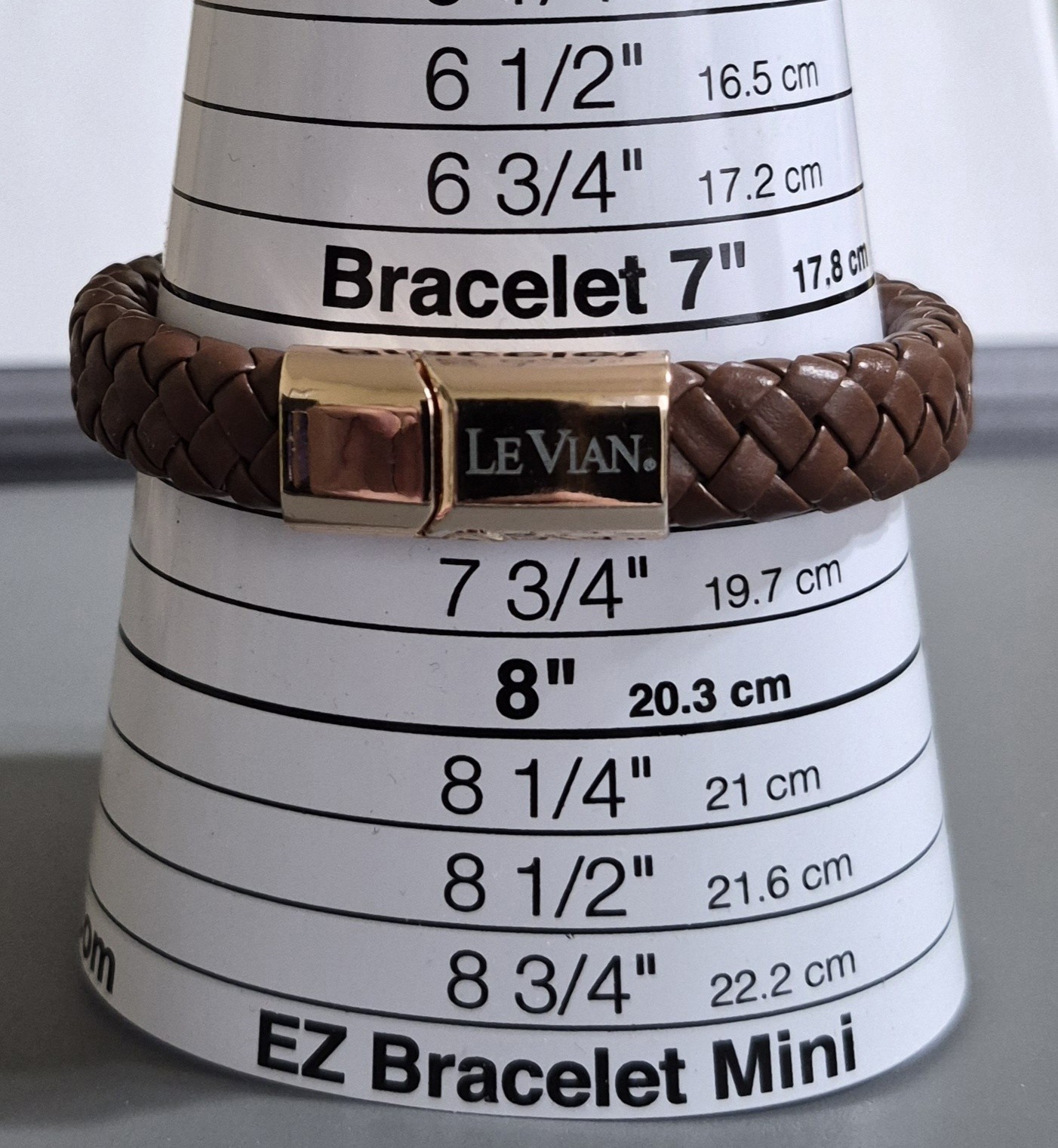 Le Vian Bracelet Rose Gold Tone Brown Leather Look Braided Magnetic 7.5″
